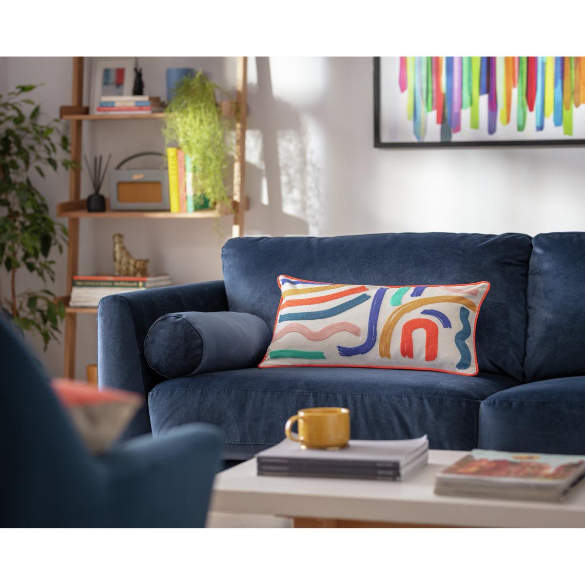 Habitat Studio Embroidered Squiggle Cushion Multi - 58x30cm – image 2