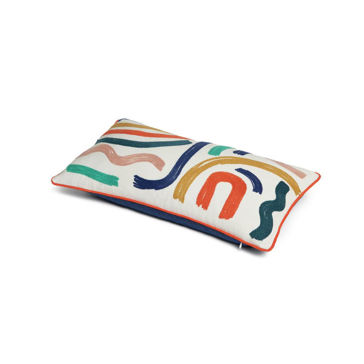 Habitat Studio Embroidered Squiggle Cushion Multi - 58x30cm – image 4