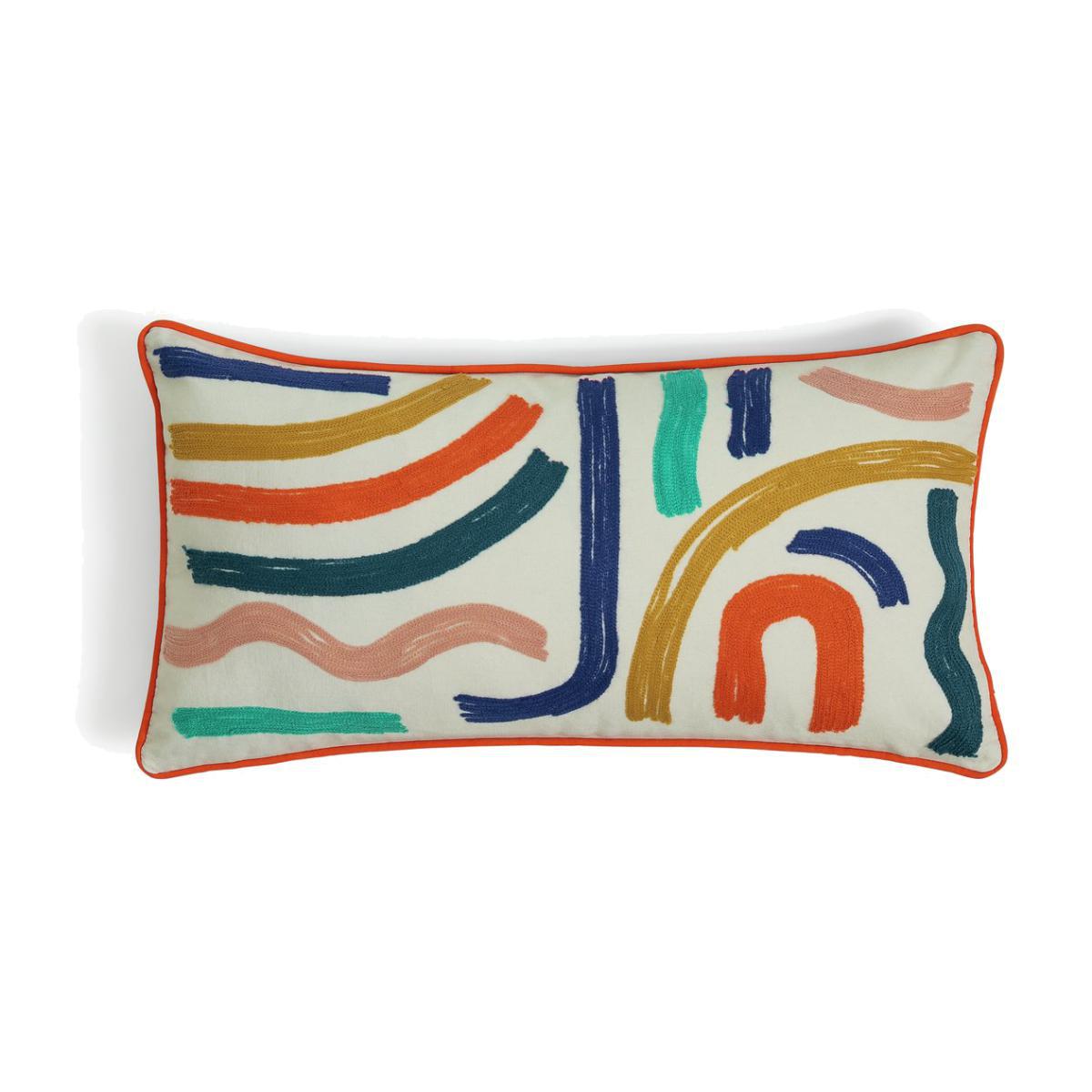 Habitat Studio Embroidered Squiggle Cushion Multi - 58x30cm – image 1