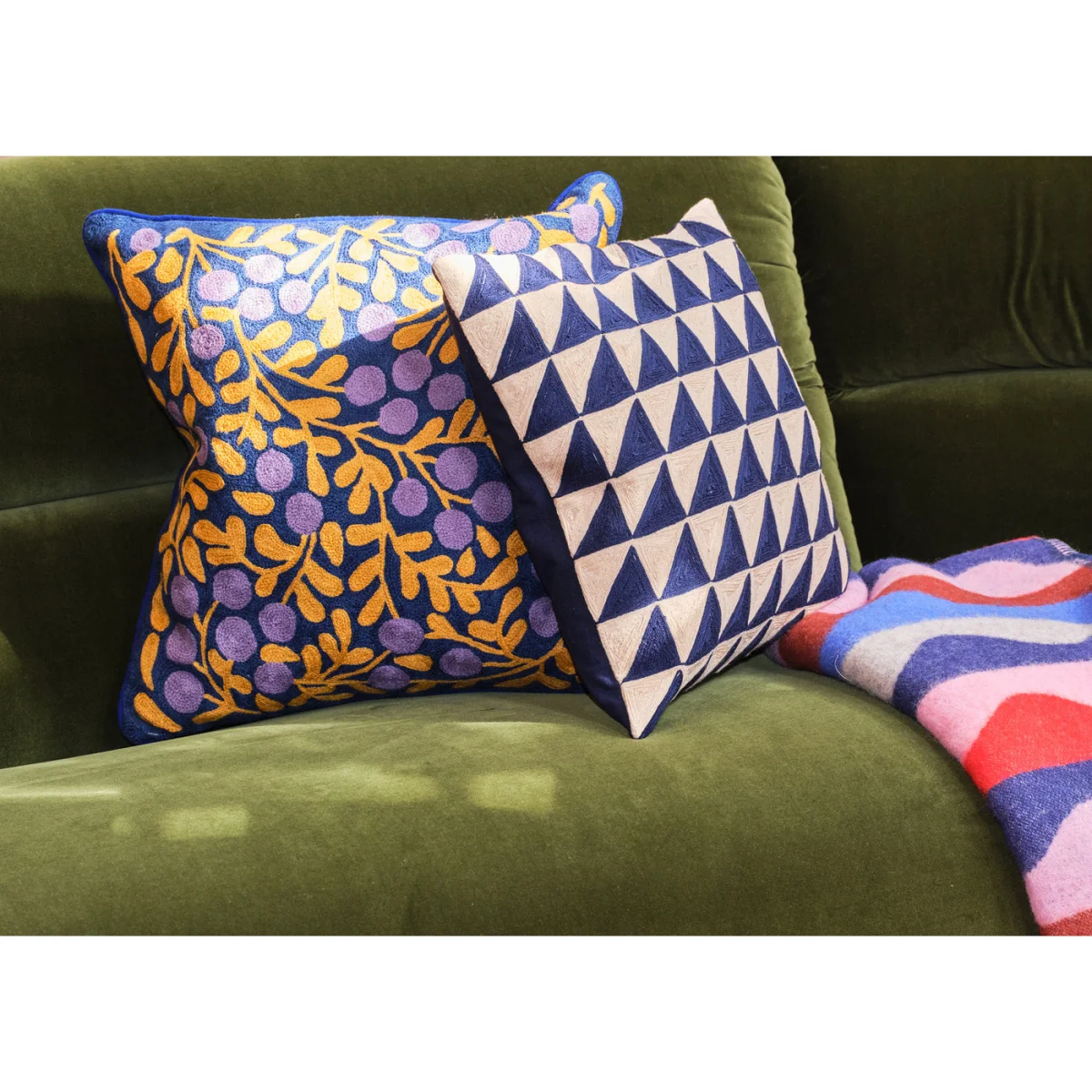 Heal's Triangle Embroidered Cushion Navy 45 x 45cm – image 2