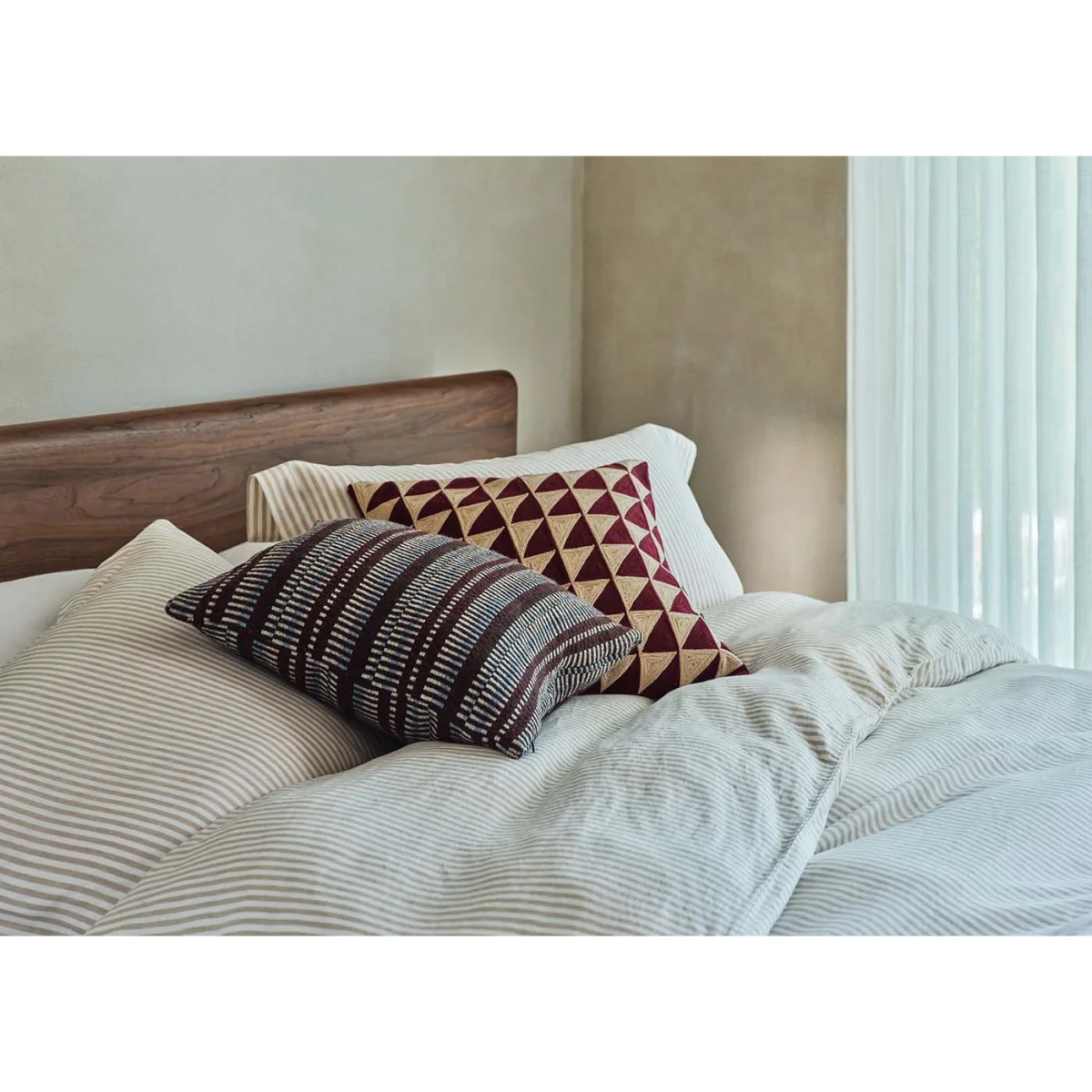 Heal's Triangle Embroidered Cushion Burgundy 45 x 45cm – image 2