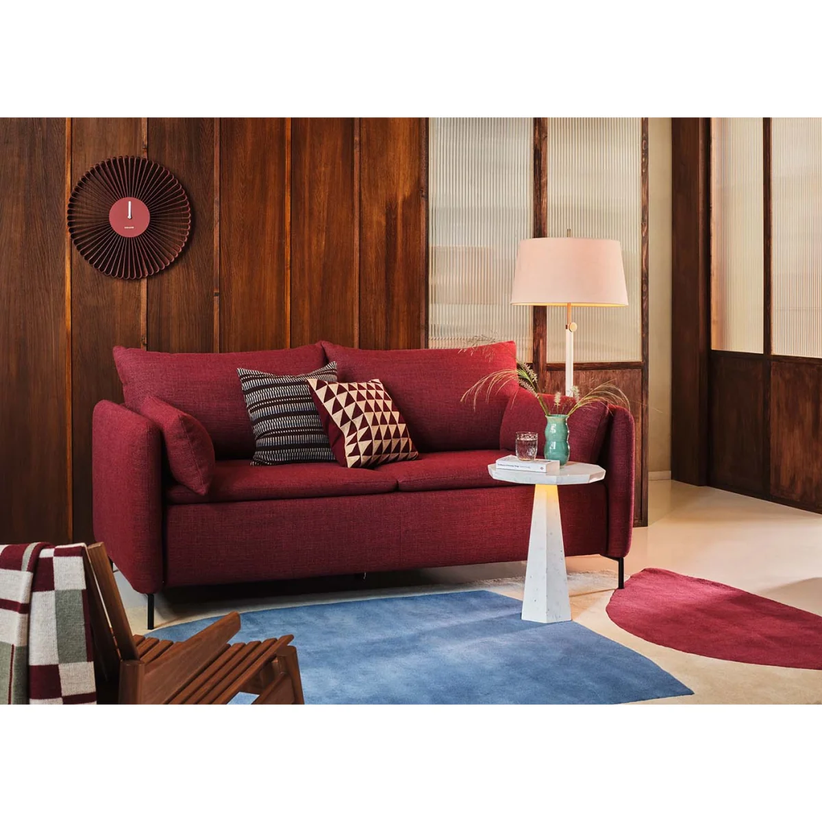 Heal's Triangle Embroidered Cushion Burgundy 45 x 45cm – image 4