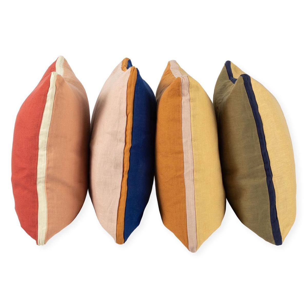 Heal's Limited Edition Linen Cushion Light Yellow & Olive Green 45 x 45cm – image 2
