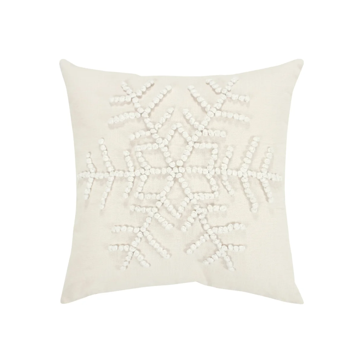 Embroidered Christmas Snowflake Cushion - Natural