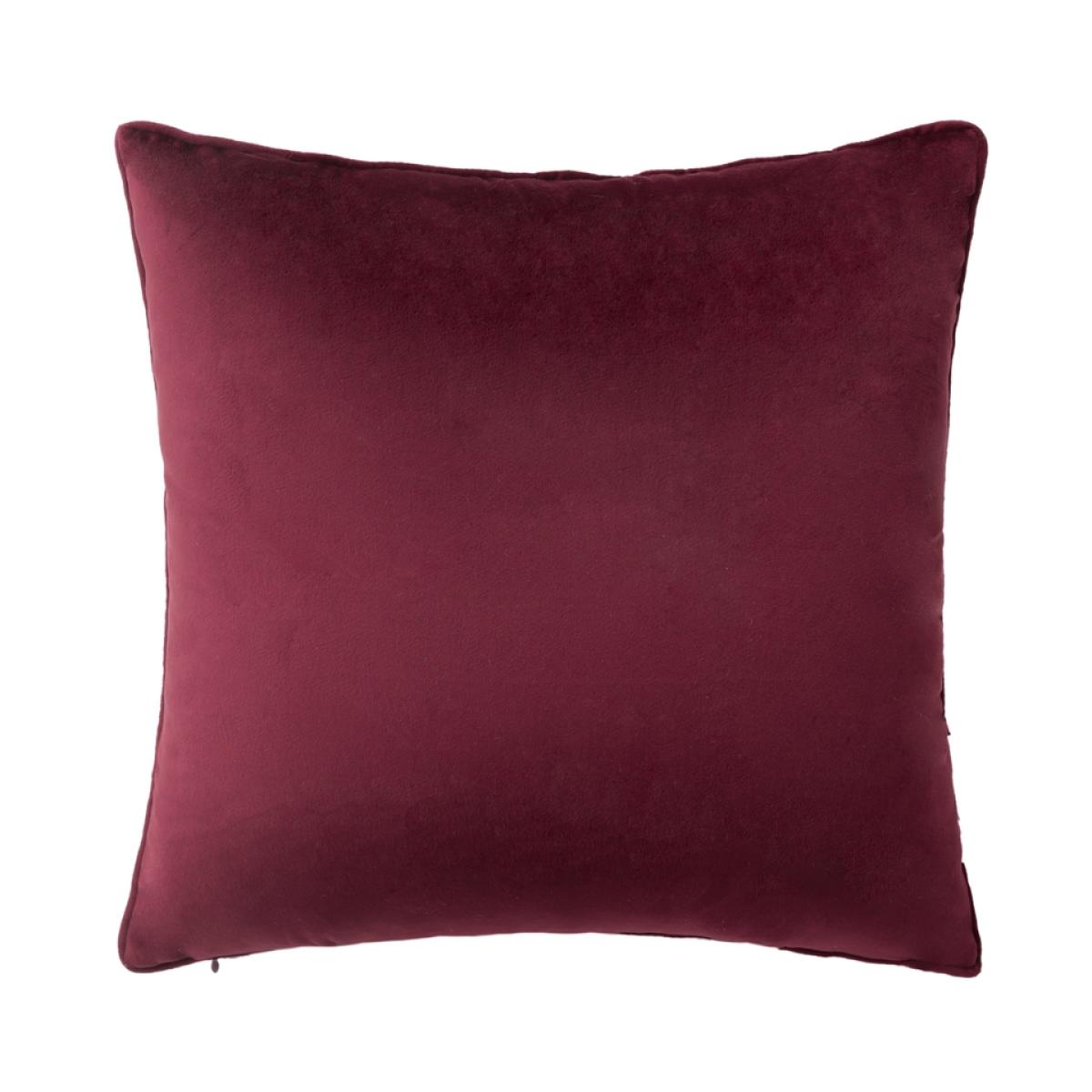 Velvet Embroidered Cushion - Claret - 45x45cm – image 2