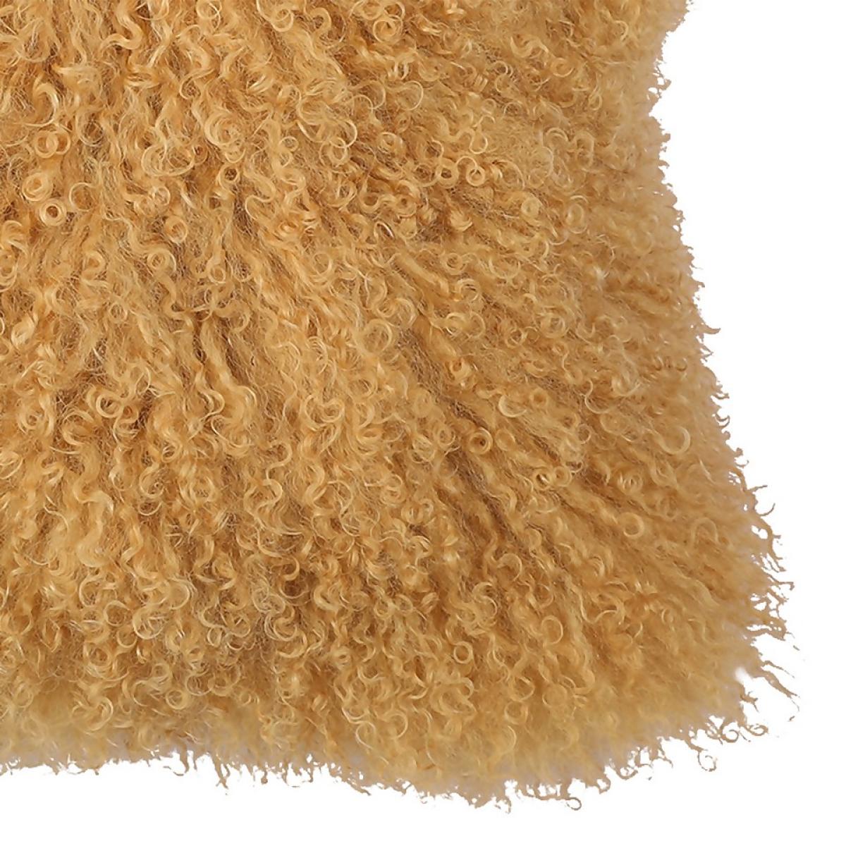 House Beautiful Real Mongolian Wool Cushion - Mustard - 38x38cm – image 2