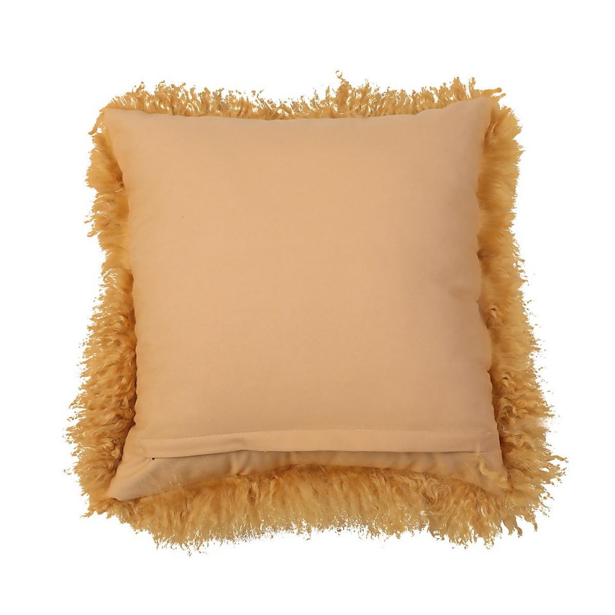 House Beautiful Real Mongolian Wool Cushion - Mustard - 38x38cm – image 3