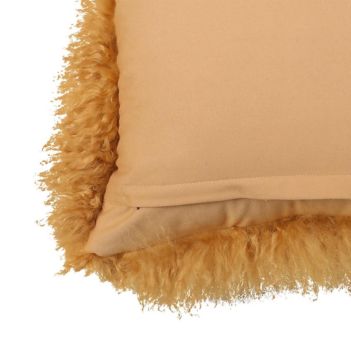 House Beautiful Real Mongolian Wool Cushion - Mustard - 38x38cm – image 4