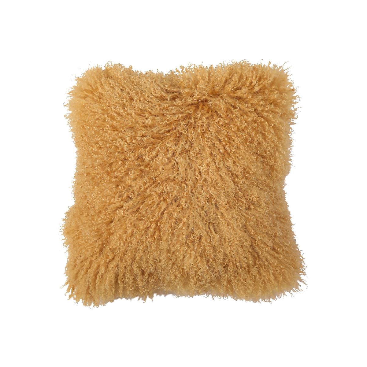 House Beautiful Real Mongolian Wool Cushion - Mustard - 38x38cm – image 1