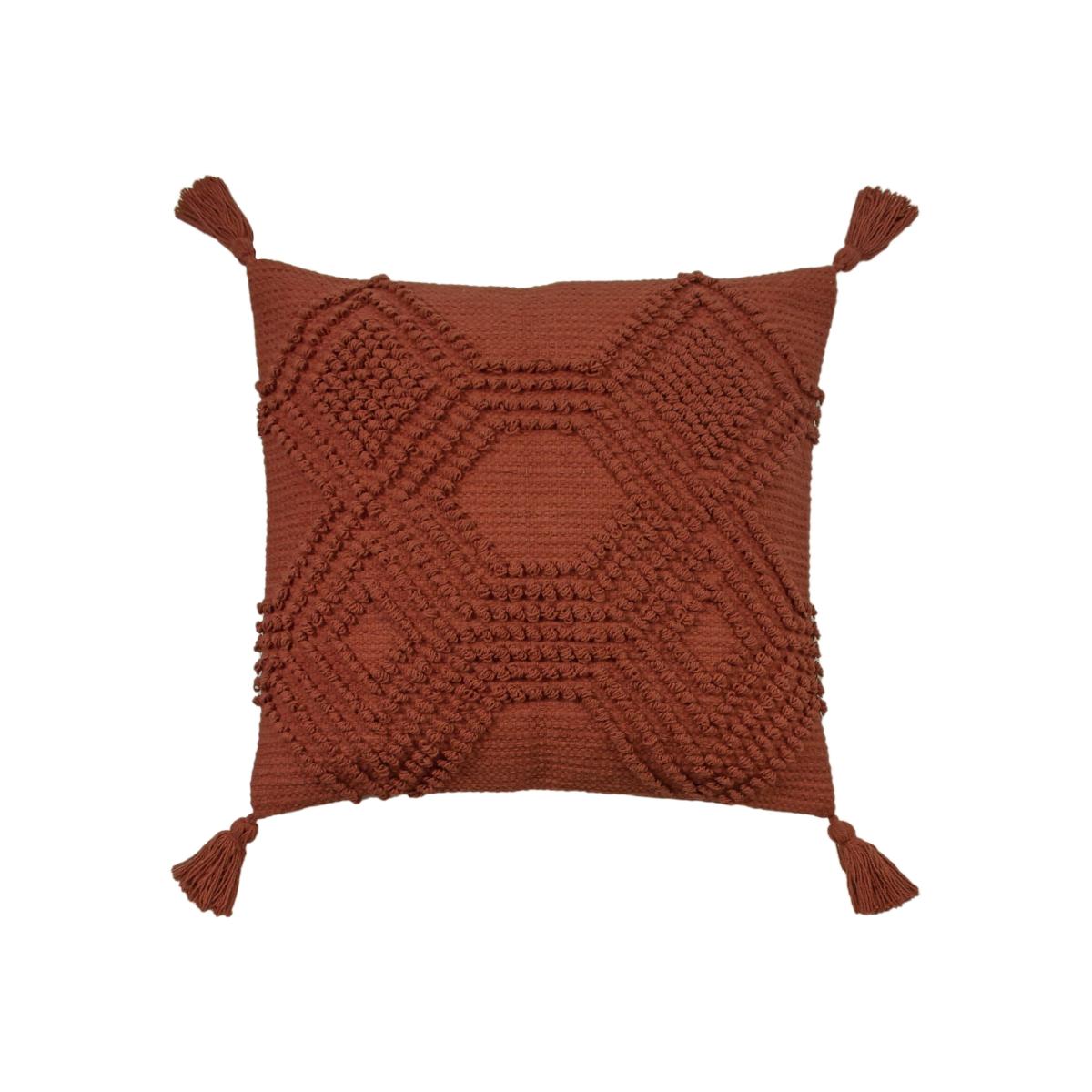 Knot Tassle Cushion - 45x45cm - Teracotta – image 1