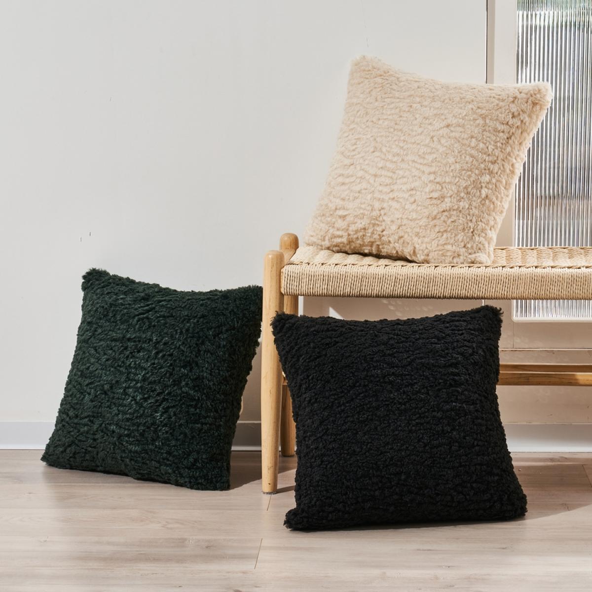 Faux Shearling Cushion - Emerald - 43x43cm – image 2