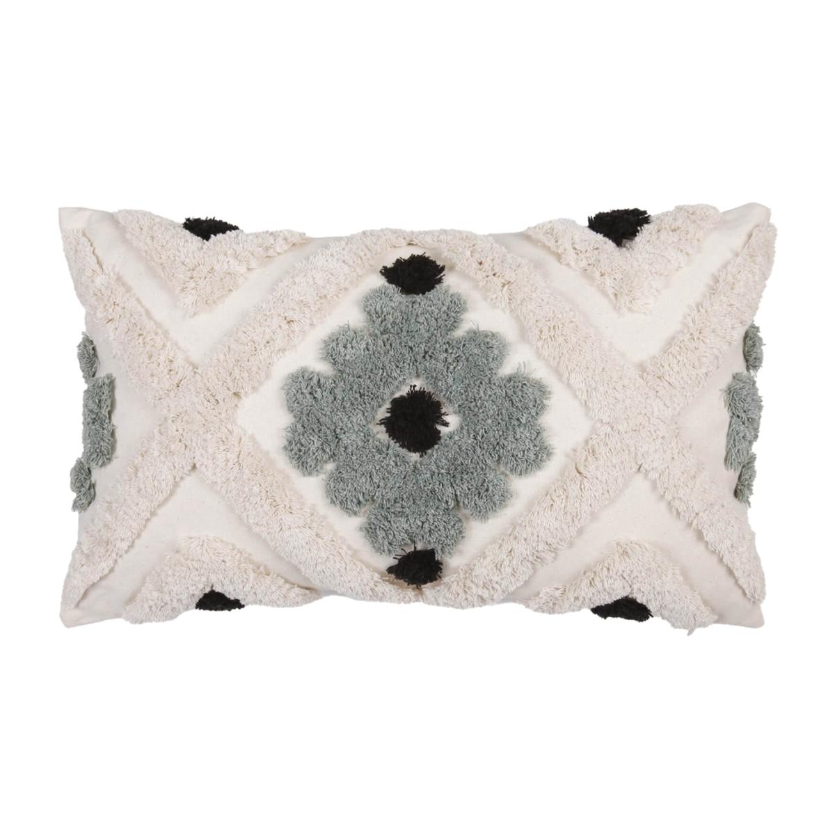 Tufted Geometric Cushion - Olive - 30x50cm – image 1