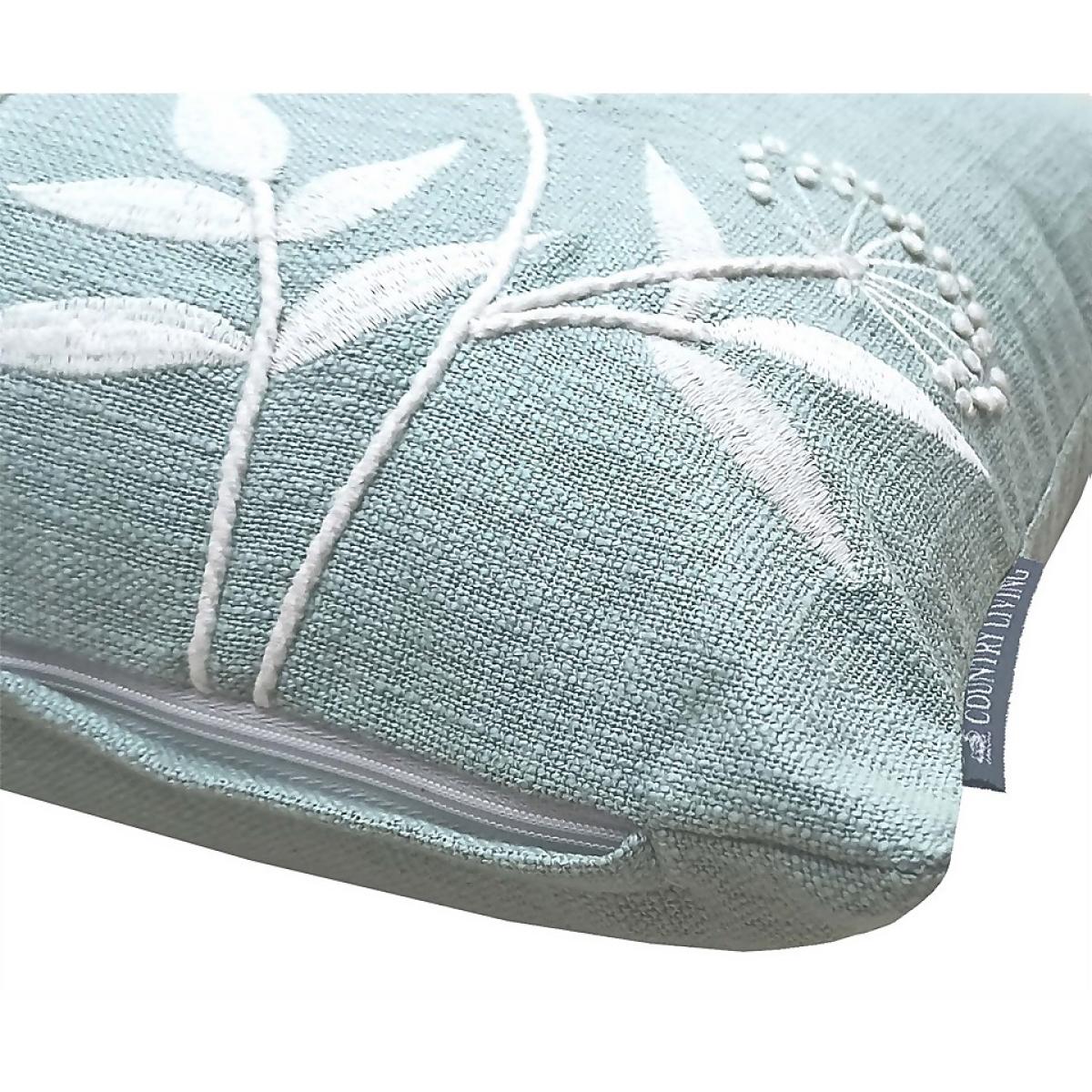 Country Living Meadow Embroidered Cushion - 30x50cm - Duck Egg – image 3