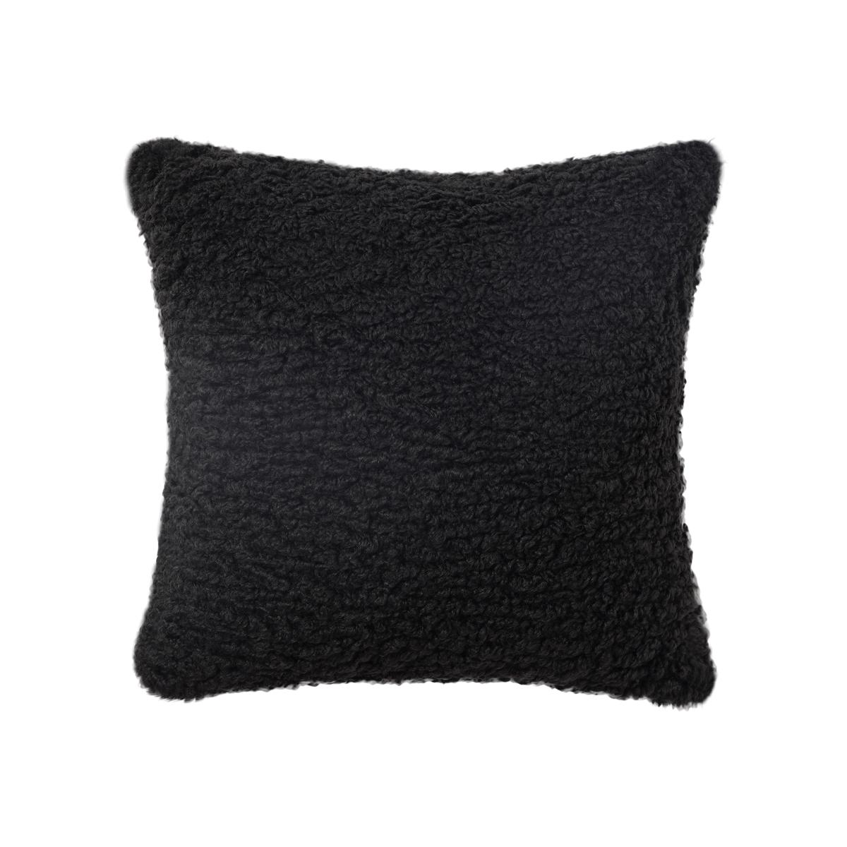 Faux Shearling Cushion - Black - 43x43cm – image 1