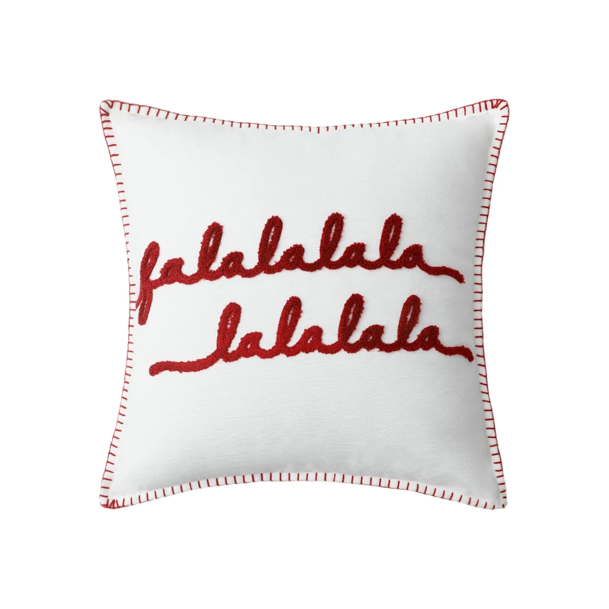 Chenille Embroidered Falalalala Christmas Cushion