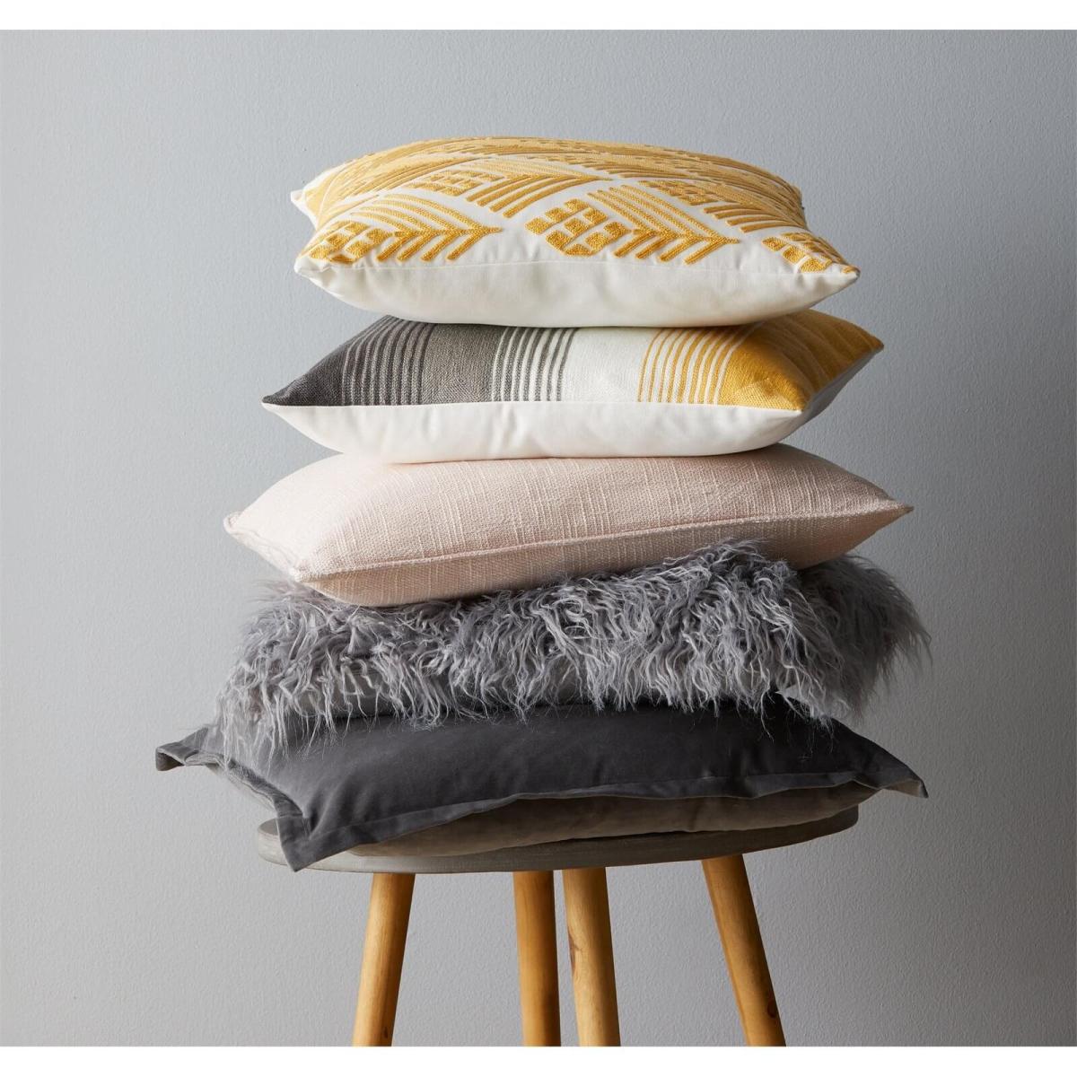 Striped Cushion - Ochre & Grey – image 3