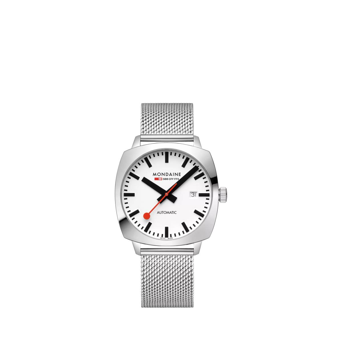 Mondaine Men's Cushion Automatic MSL3961BLBV Bracelet Strap Watch, Silver – image 2