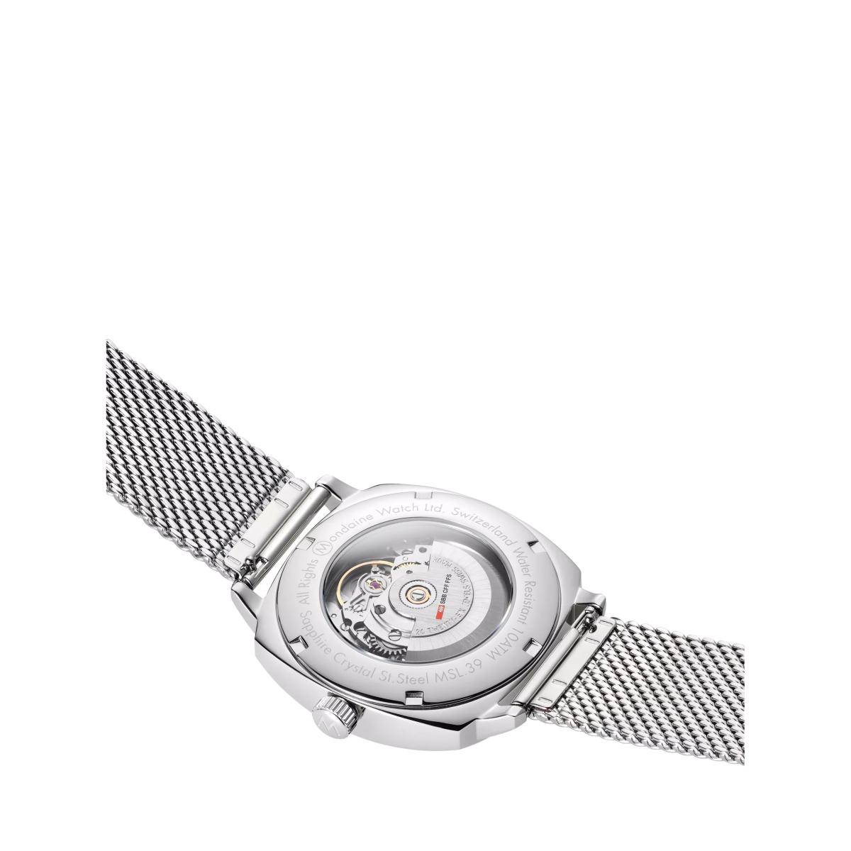 Mondaine Men's Cushion Automatic MSL3961BLBV Bracelet Strap Watch, Silver – image 4