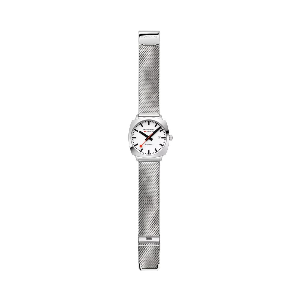 Mondaine Men's Cushion Automatic MSL3961BLBV Bracelet Strap Watch, Silver – image 9