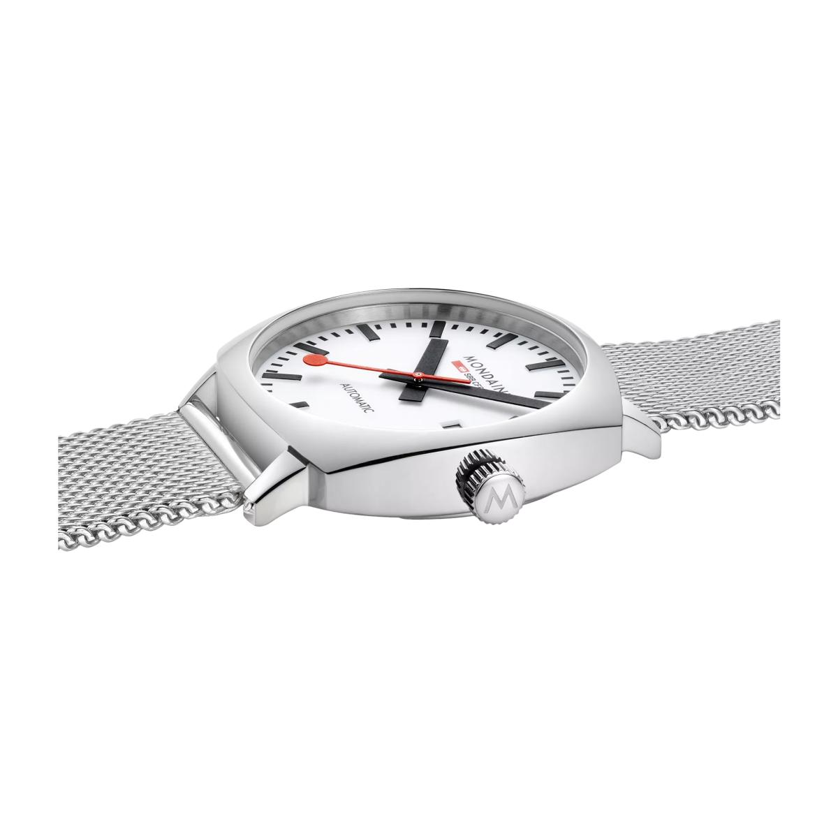 Mondaine Men's Cushion Automatic MSL3961BLBV Bracelet Strap Watch, Silver – image 1