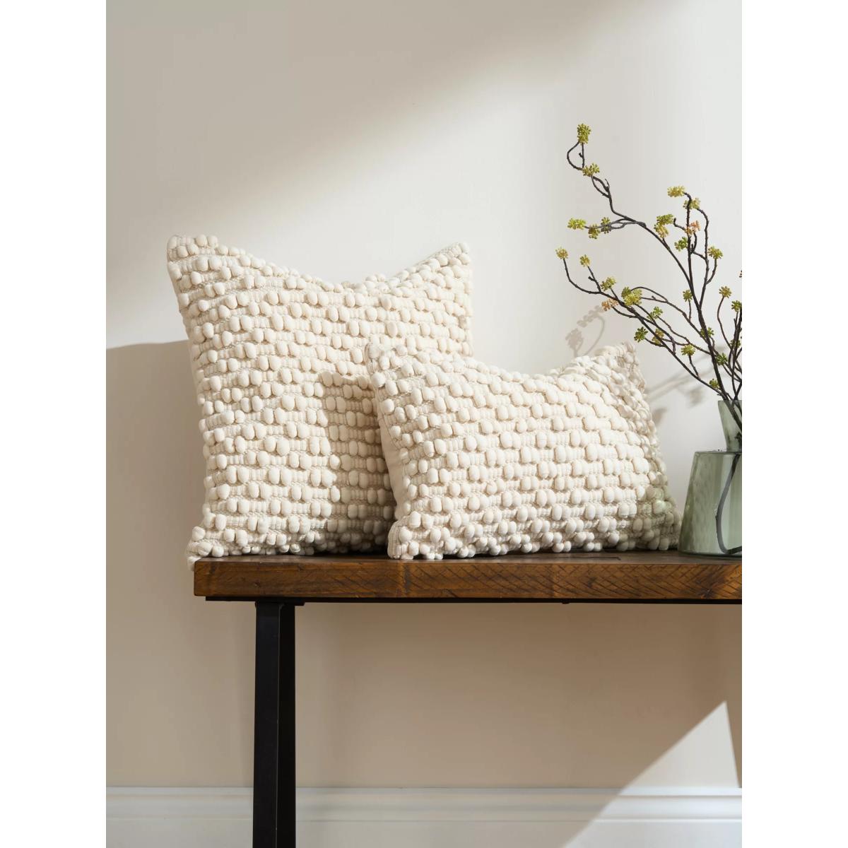 Truly Knotted Rectangle Cushion, Ecru – image 2