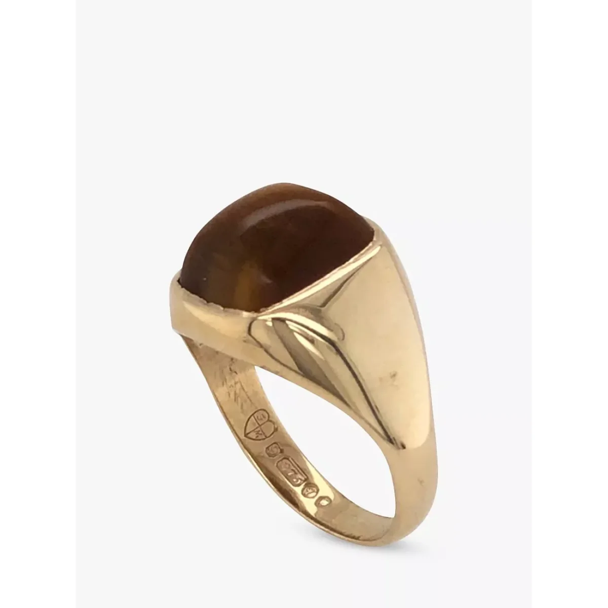 VF Jewellery Second Hand 9ct Gold Cushion Cut Tiger's Eye Rubover Ring, Dated London 1971 – image 2