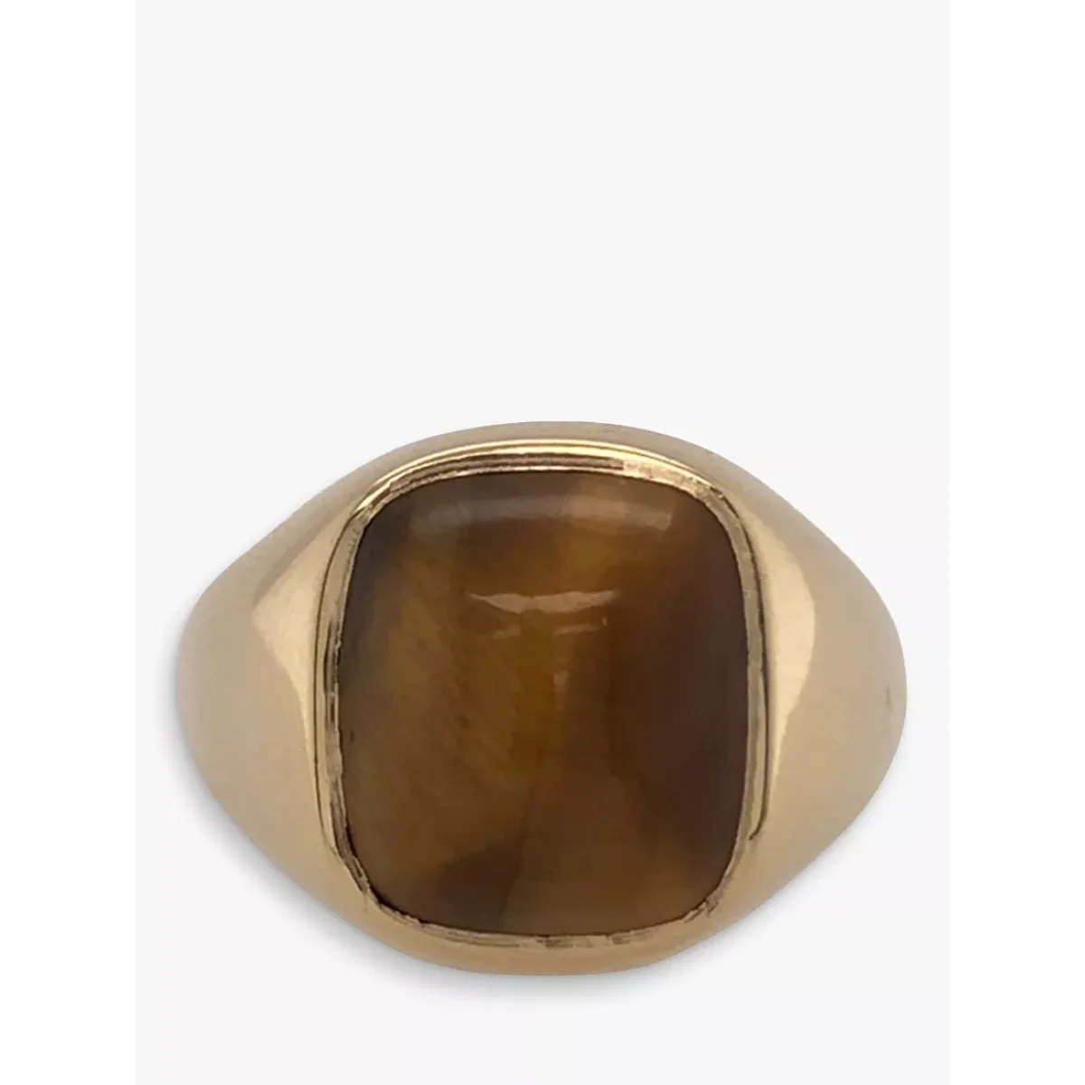 VF Jewellery Second Hand 9ct Gold Cushion Cut Tiger's Eye Rubover Ring, Dated London 1971 – image 3