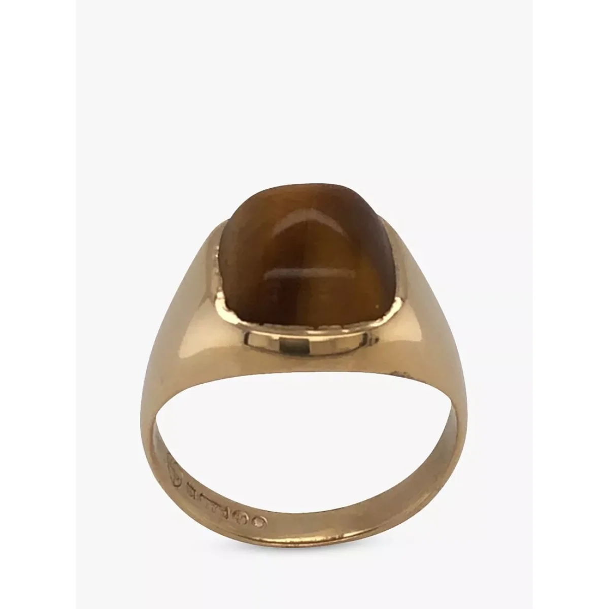 VF Jewellery Second Hand 9ct Gold Cushion Cut Tiger's Eye Rubover Ring, Dated London 1971 – image 4