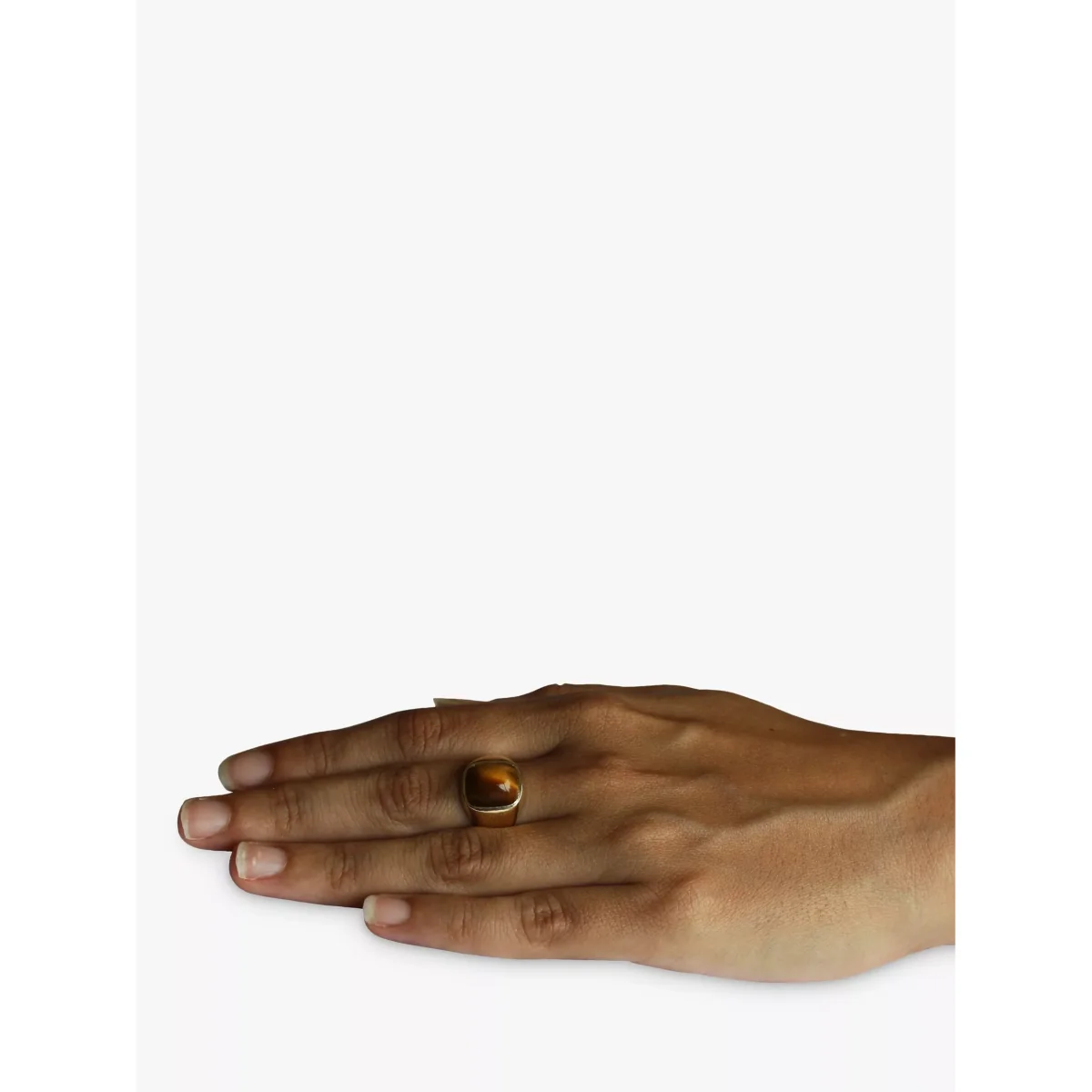 VF Jewellery Second Hand 9ct Gold Cushion Cut Tiger's Eye Rubover Ring, Dated London 1971 – image 5