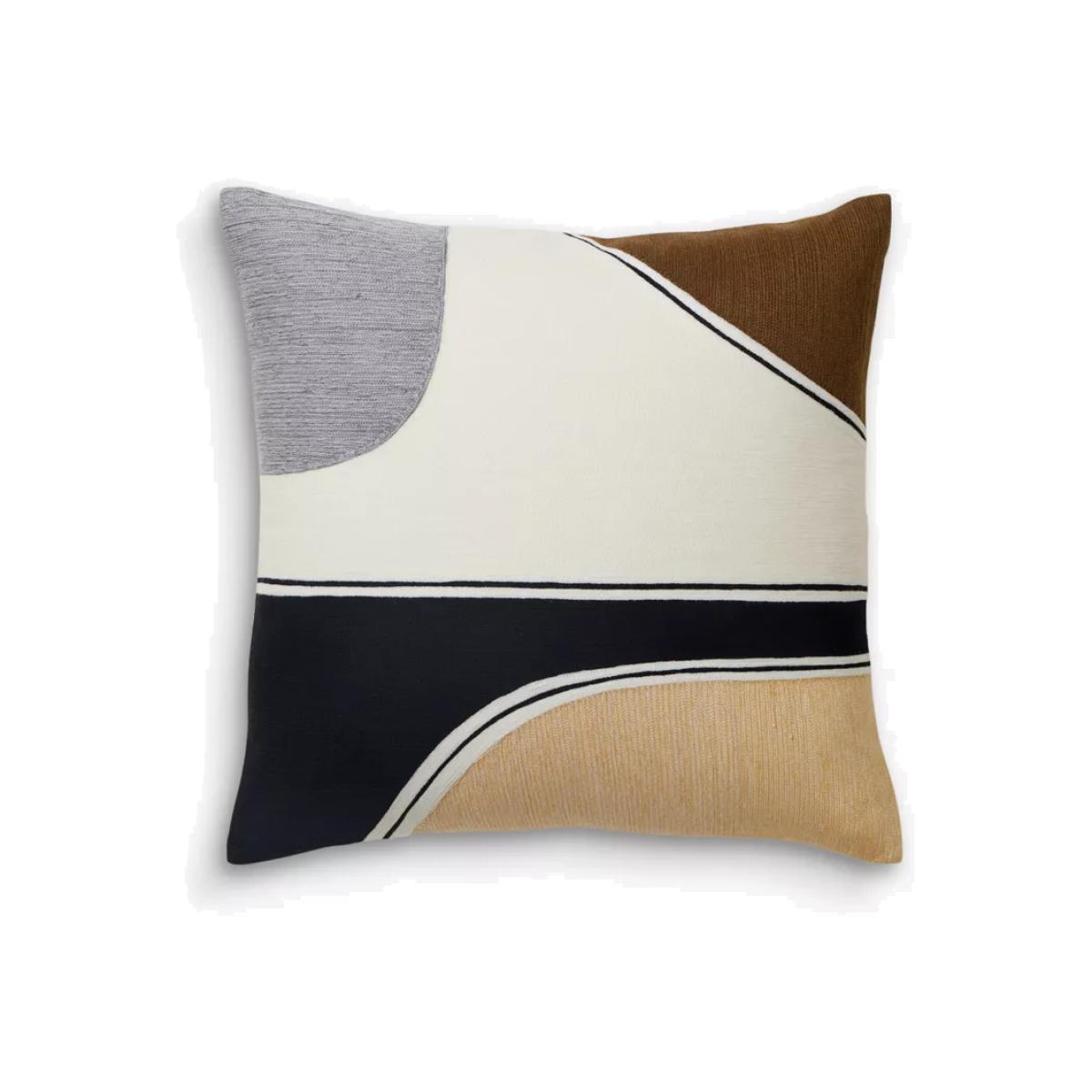 west elm Crewel Outlined Shapes Cotton Cushion, Black/Multi – image 1