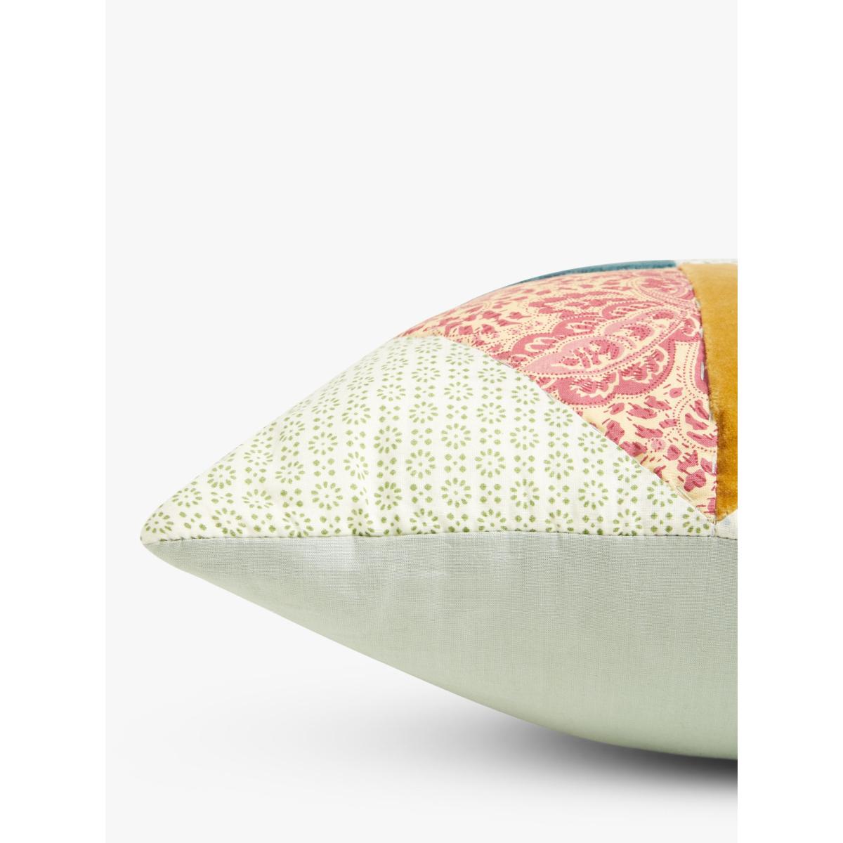 John Lewis Velvet Patchwork Cushion, Multi – image 2