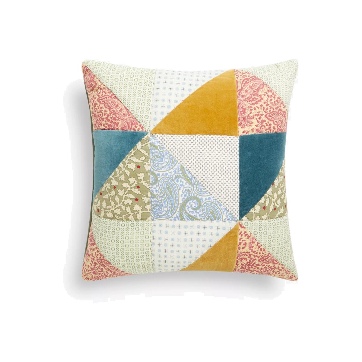 John Lewis Velvet Patchwork Cushion, Multi – image 1
