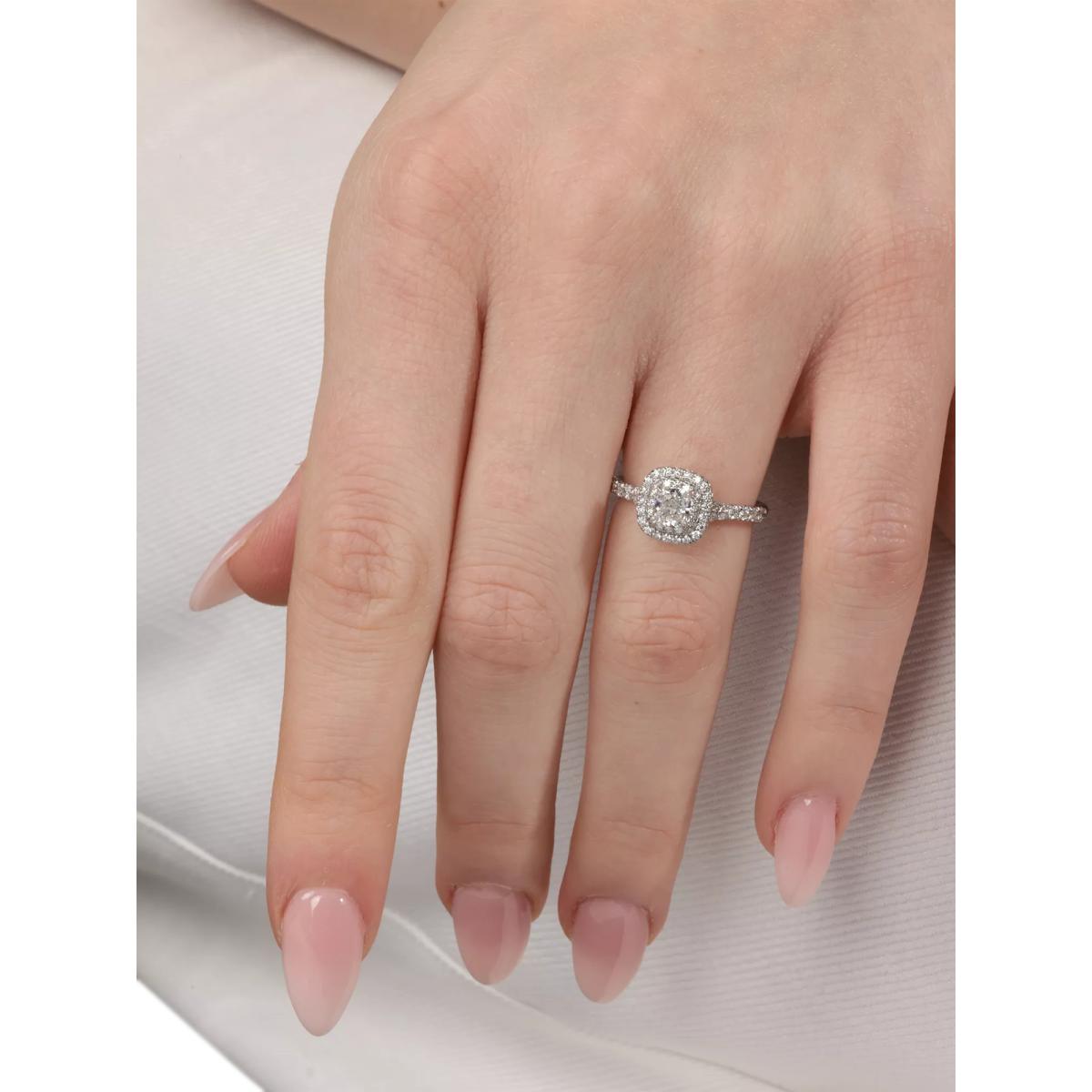 Pre-loved Tiffany & Co. 0.45ct Cushion Cut Diamond Platinum Soleste Ring, Size I – image 2
