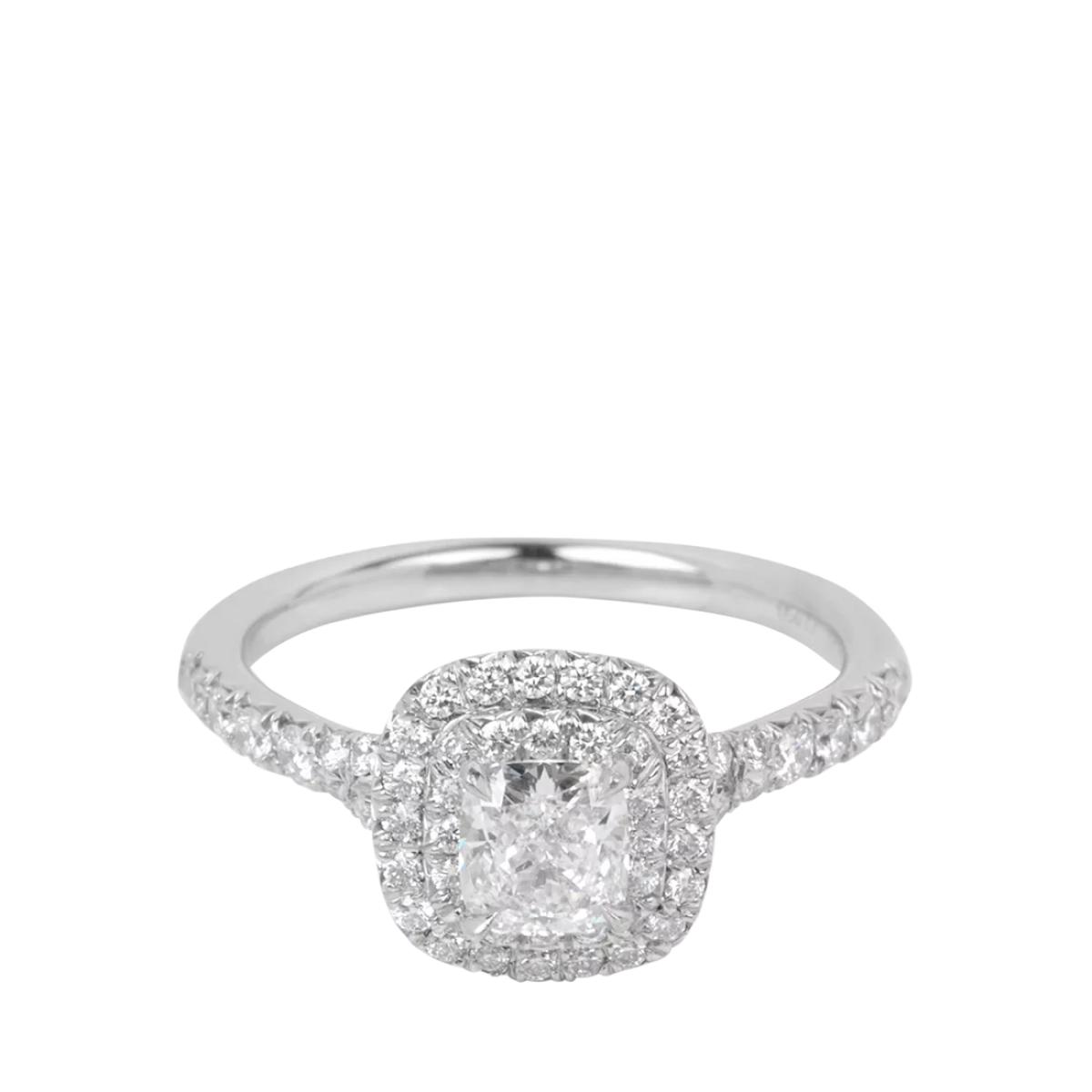 Pre-loved Tiffany & Co. 0.45ct Cushion Cut Diamond Platinum Soleste Ring, Size I – image 3