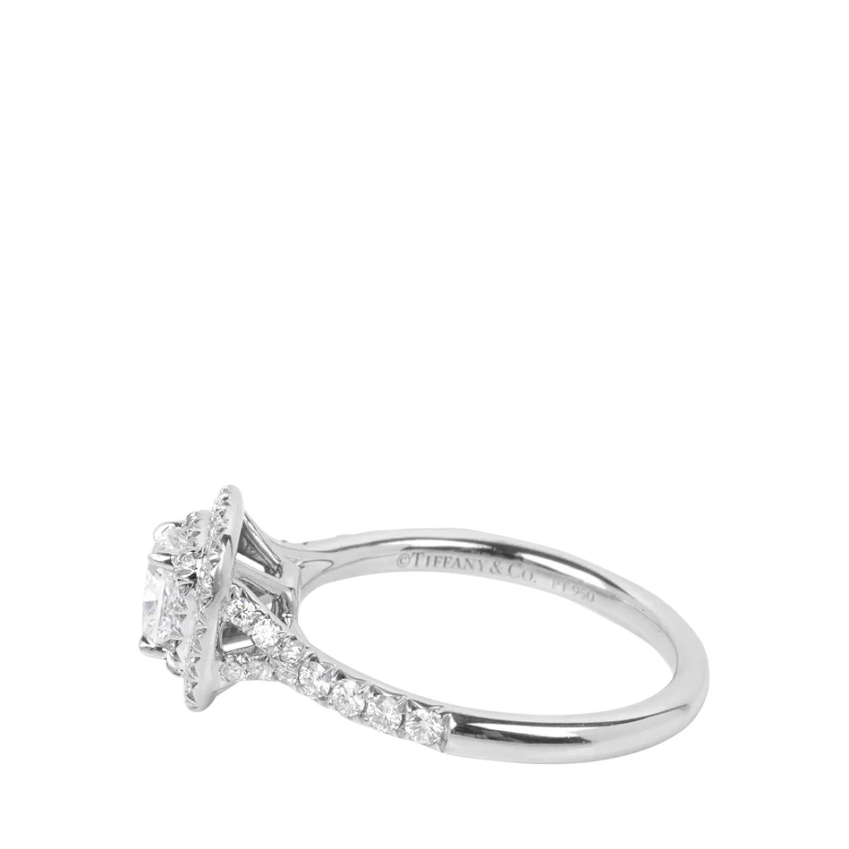 Pre-loved Tiffany & Co. 0.45ct Cushion Cut Diamond Platinum Soleste Ring, Size I – image 4