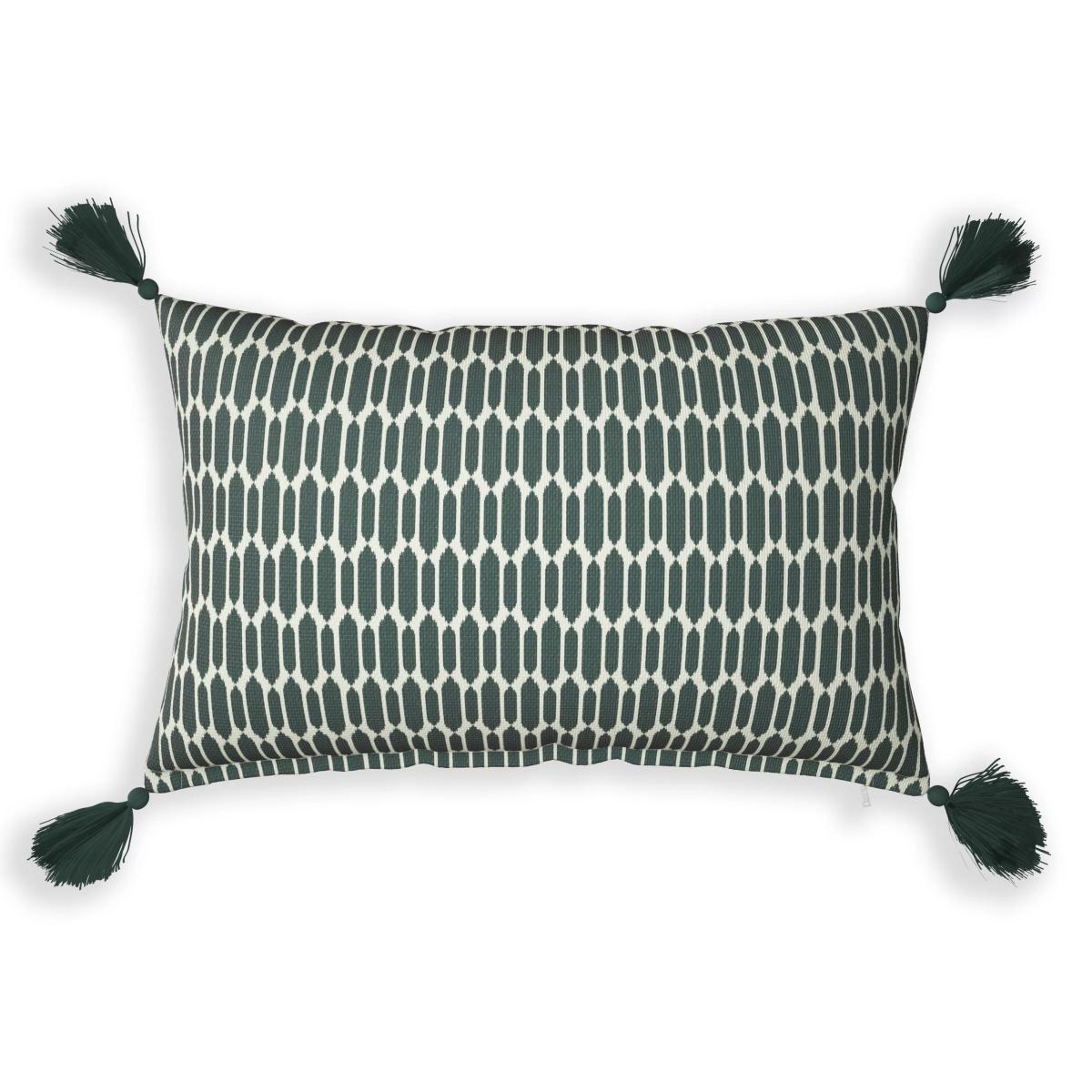 John Lewis & Partners Merida Print Reversible Garden Cushion, 35 x 55cm, Mallard/White – image 2