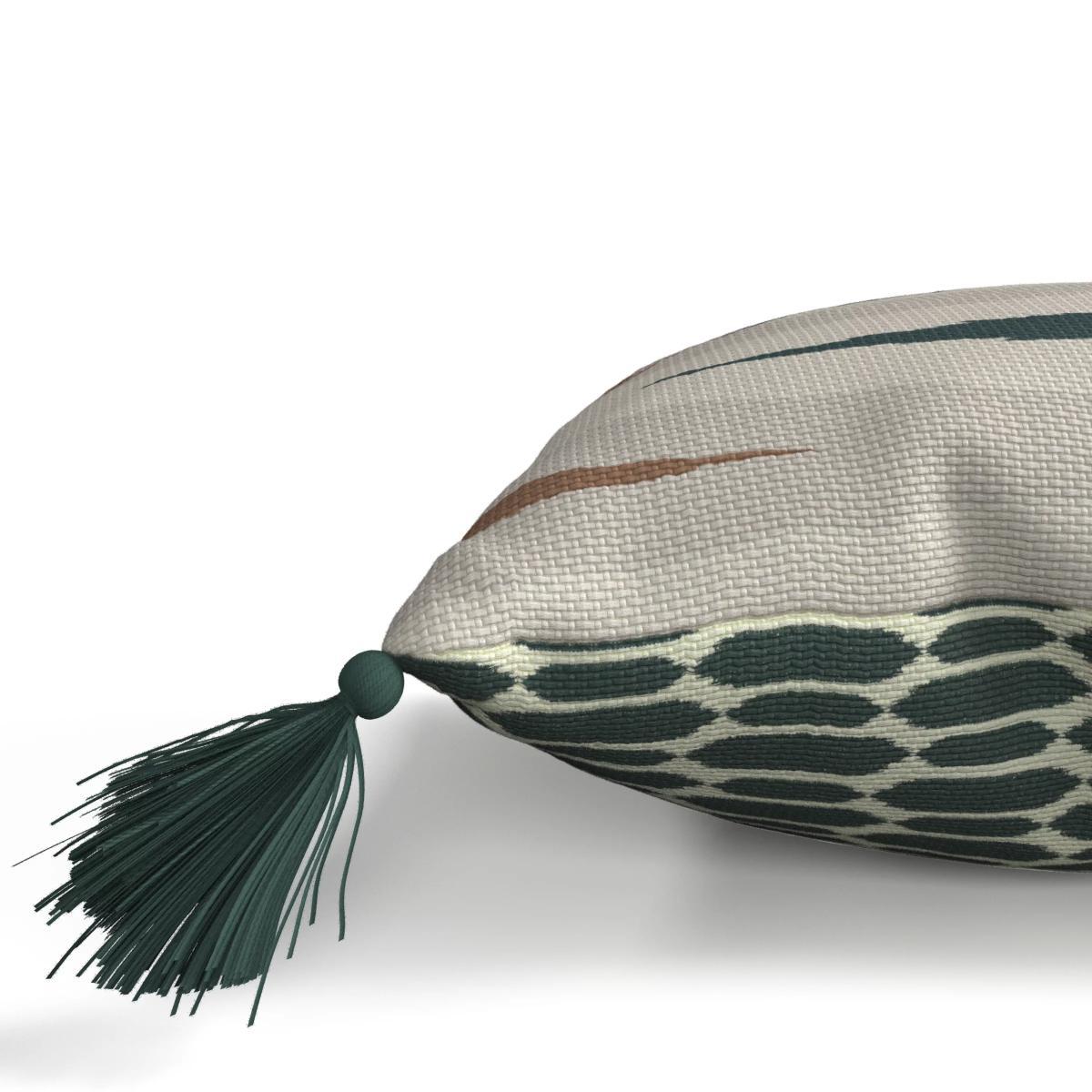 John Lewis & Partners Merida Print Reversible Garden Cushion, 35 x 55cm, Mallard/White – image 3