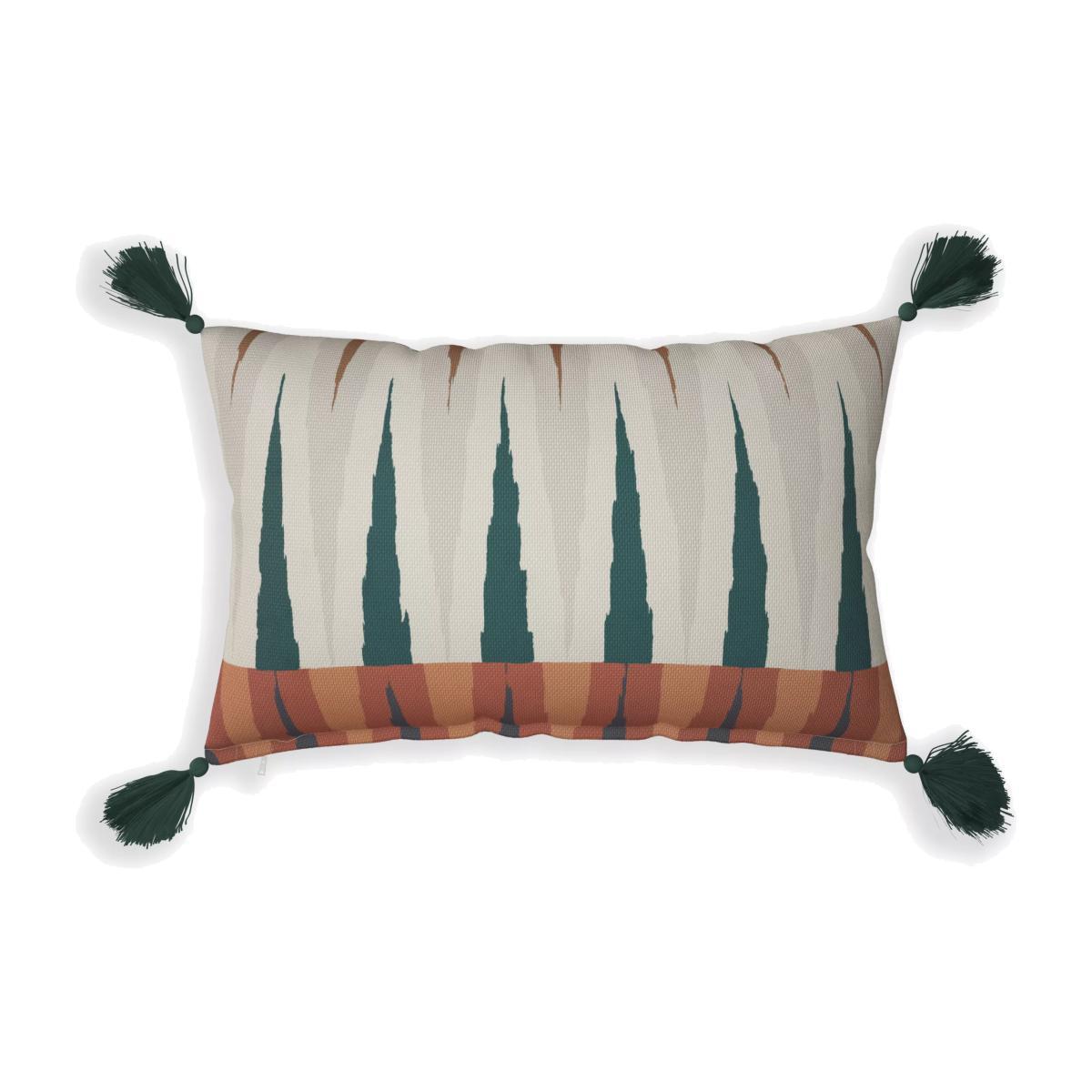 John Lewis & Partners Merida Print Reversible Garden Cushion, 35 x 55cm, Mallard/White – image 1