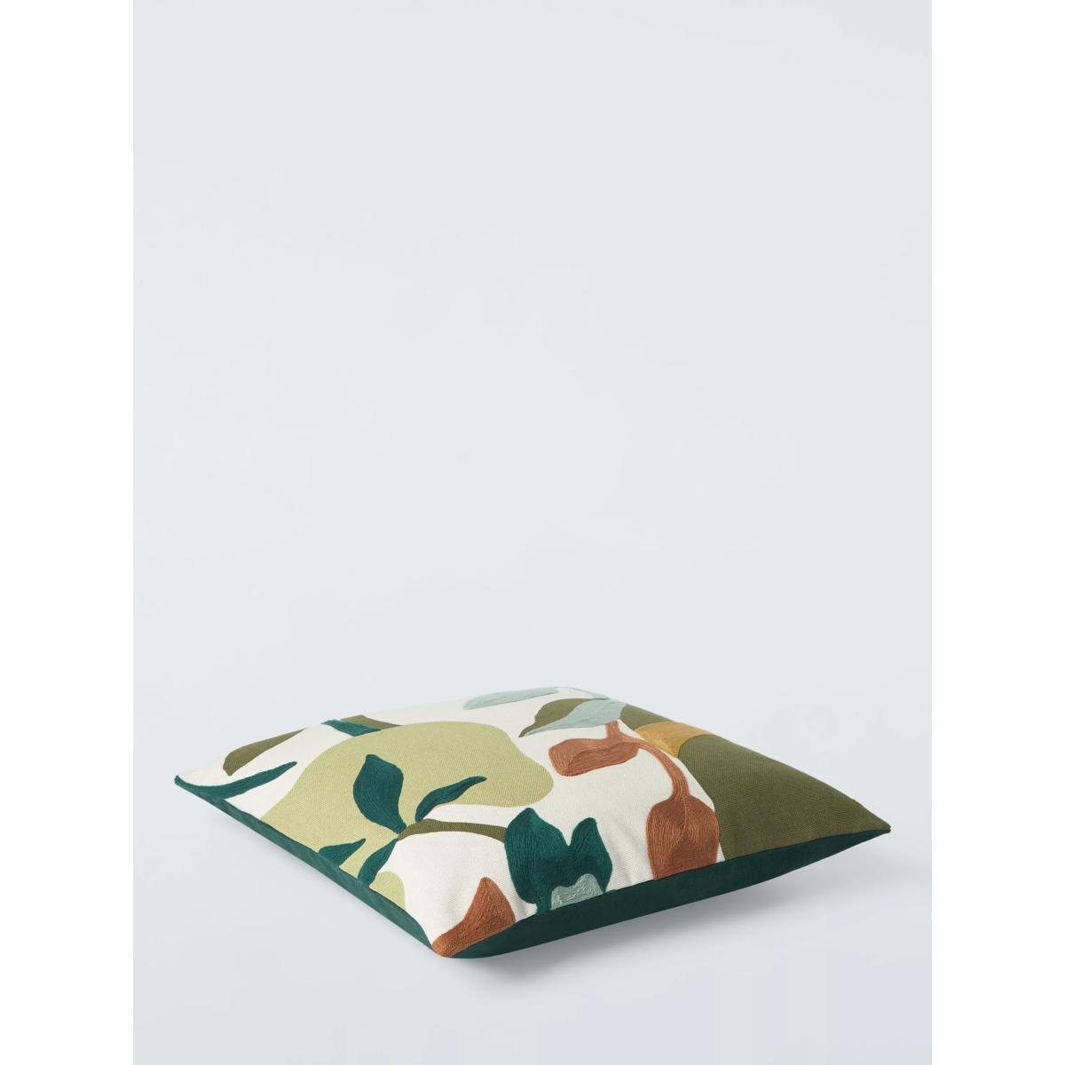 John Lewis Floral Crop Embroidered Cushion, Pistachio – image 3