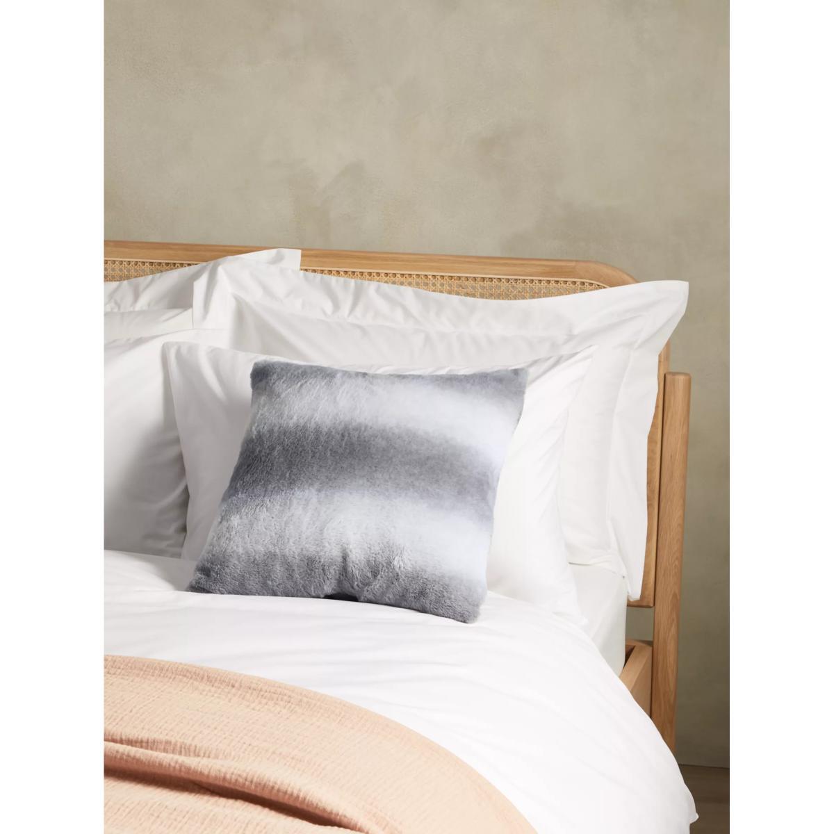 John Lewis & Partners Ombre Stripe Fleece Cushion, Grey – image 2