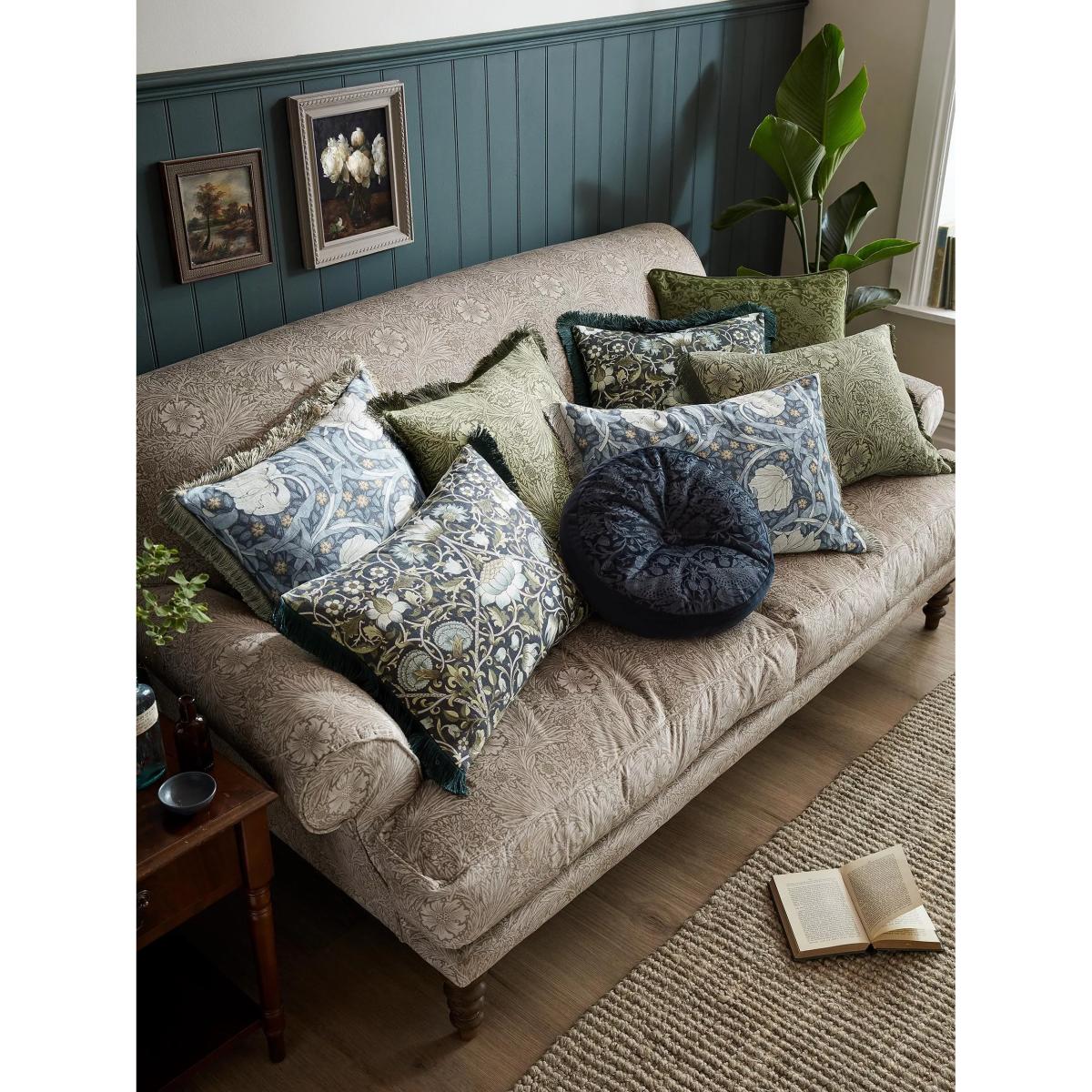 William Morris At Home Lodden Square Cushion, Blue – image 5