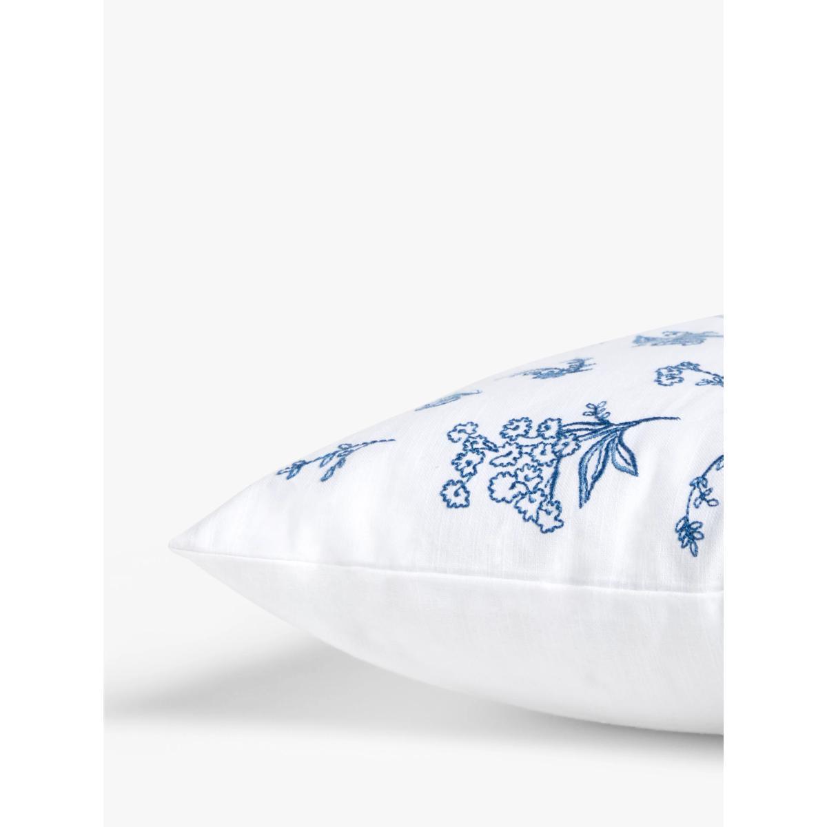 ANYDAY John Lewis & Partners Embroidered Flower Boudoir Cushion, White/Blue – image 3