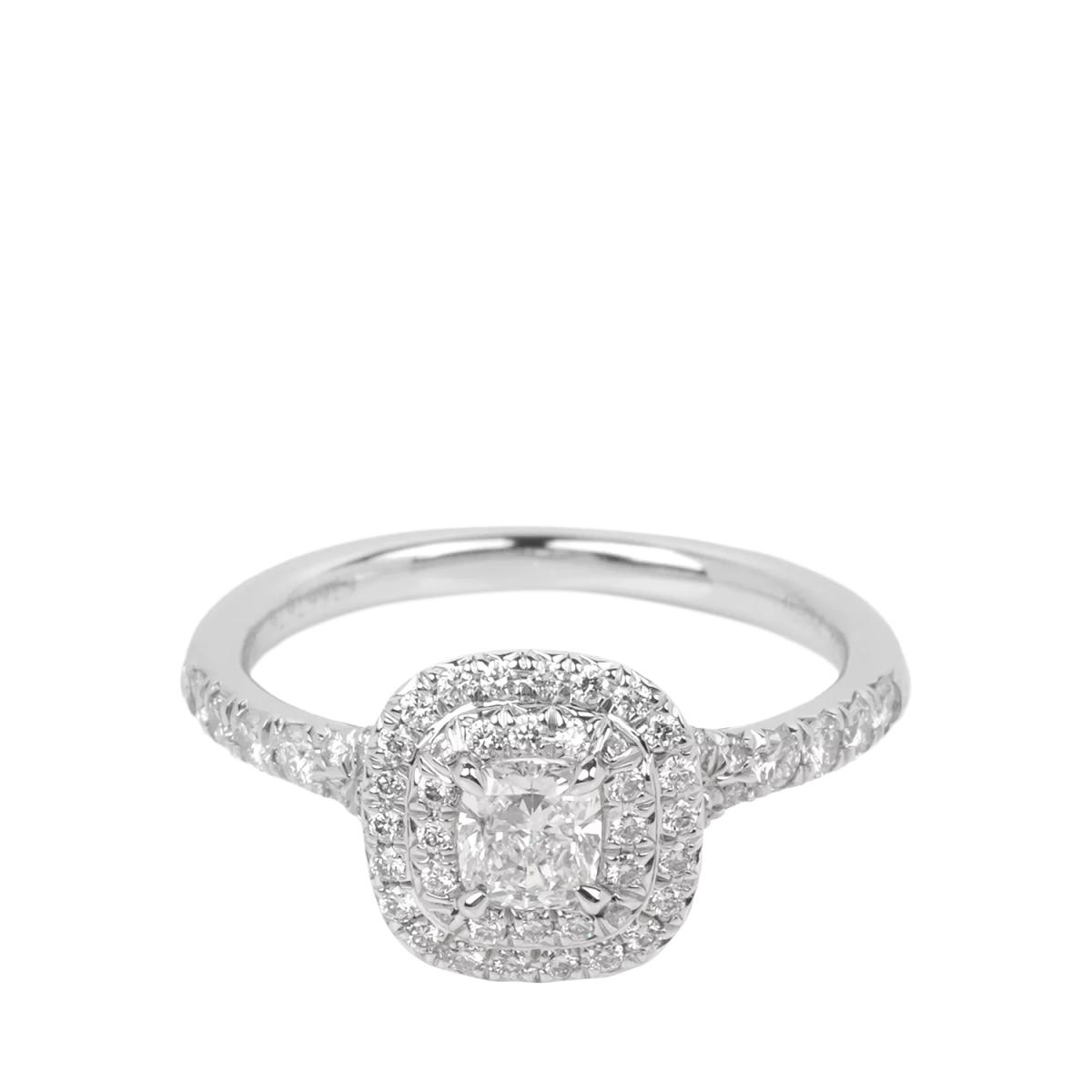 Pre-loved Tiffany & Co. 0.24ct Cushion Cut Diamond Platinum Soleste Ring, Size H1/2 – image 3
