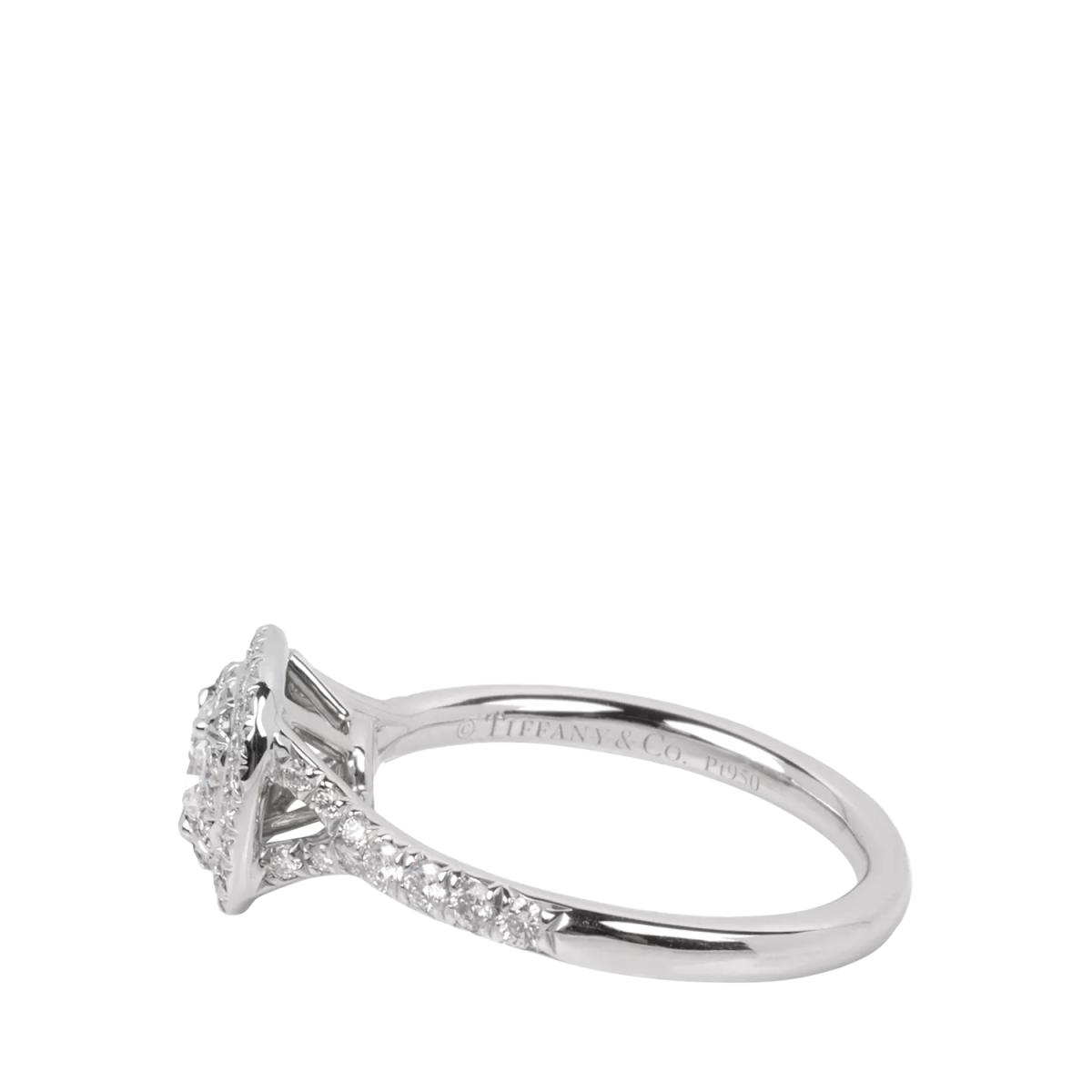 Pre-loved Tiffany & Co. 0.24ct Cushion Cut Diamond Platinum Soleste Ring, Size H1/2 – image 4