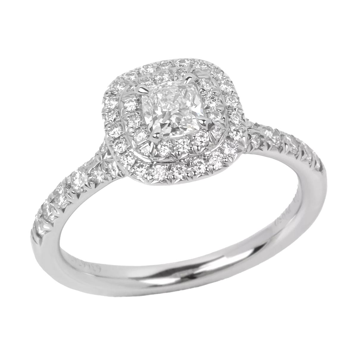 Pre-loved Tiffany & Co. 0.24ct Cushion Cut Diamond Platinum Soleste Ring, Size H1/2 – image 1