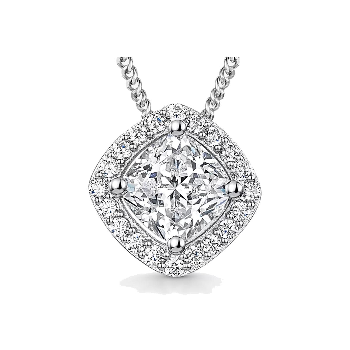 Jools by Jenny Brown Small Cushion Cut Cubic Zirconia Halo Pendant Necklace, Silver – image 1