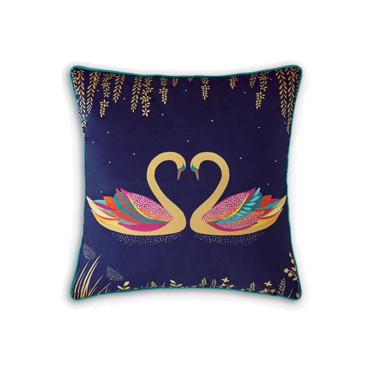 Sara Miller Swan Cushion, Navy