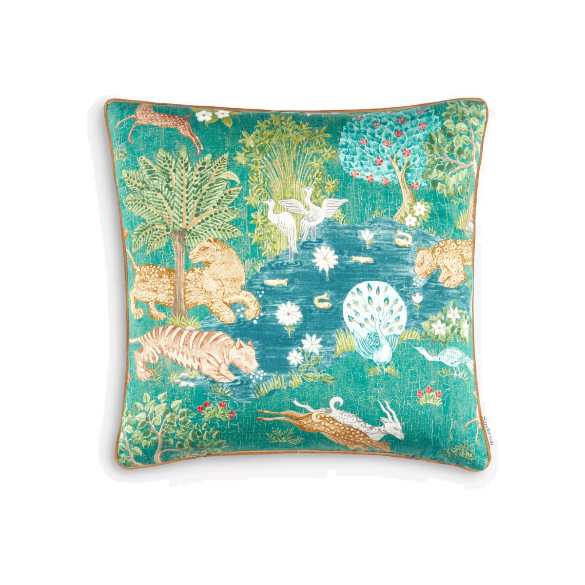 Sanderson Pamir Gardens Cushion, Green / Multi
