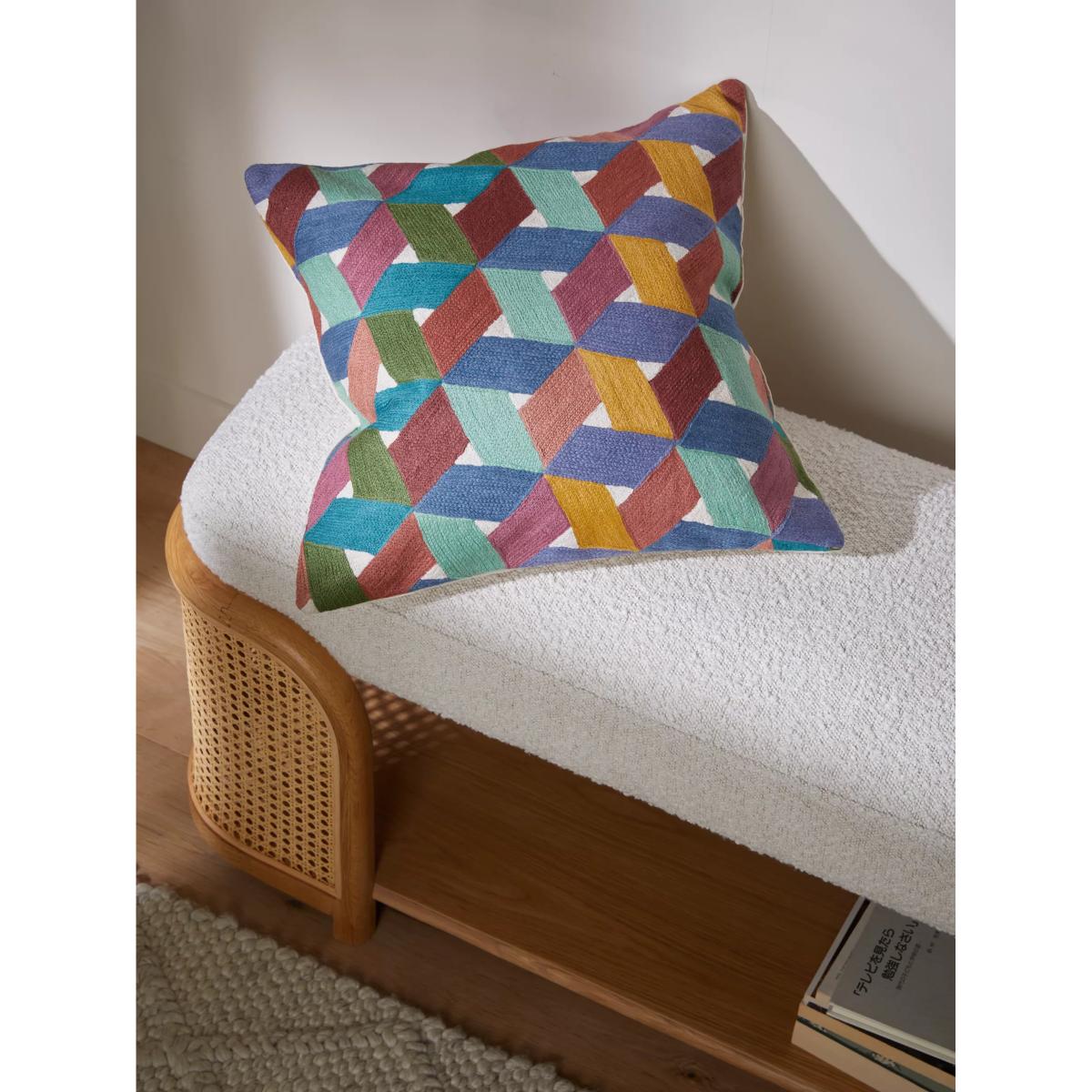 John Lewis Starry Grid Cushion, Multi – image 2