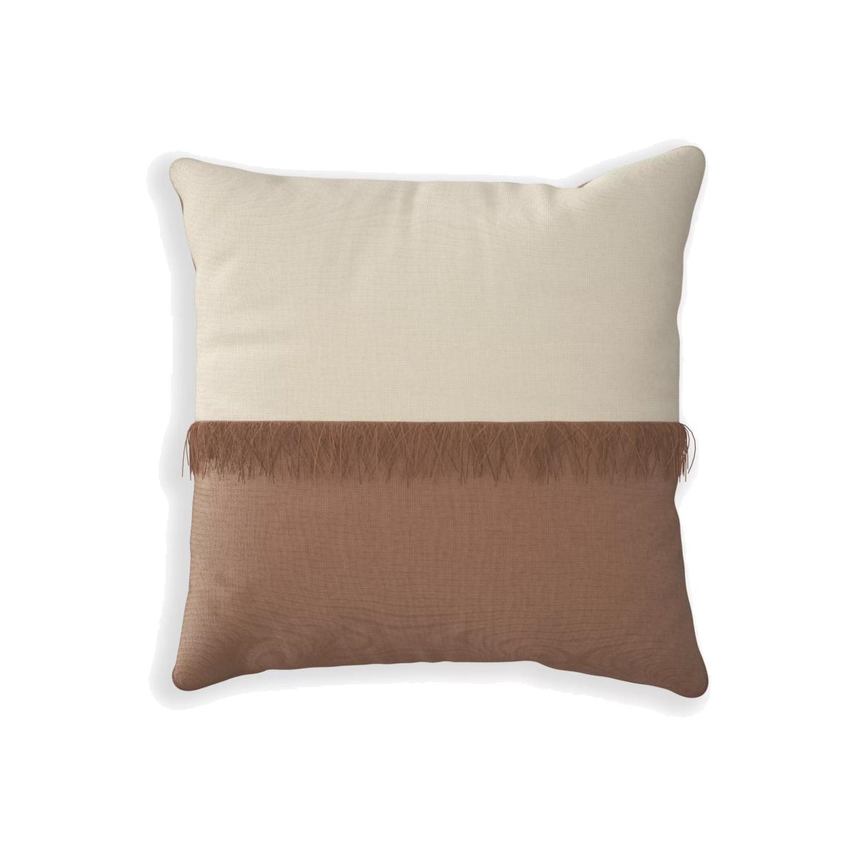 John Lewis Fusion Fringe Garden Cushion, 43 x 43cm, Brown/White – image 1